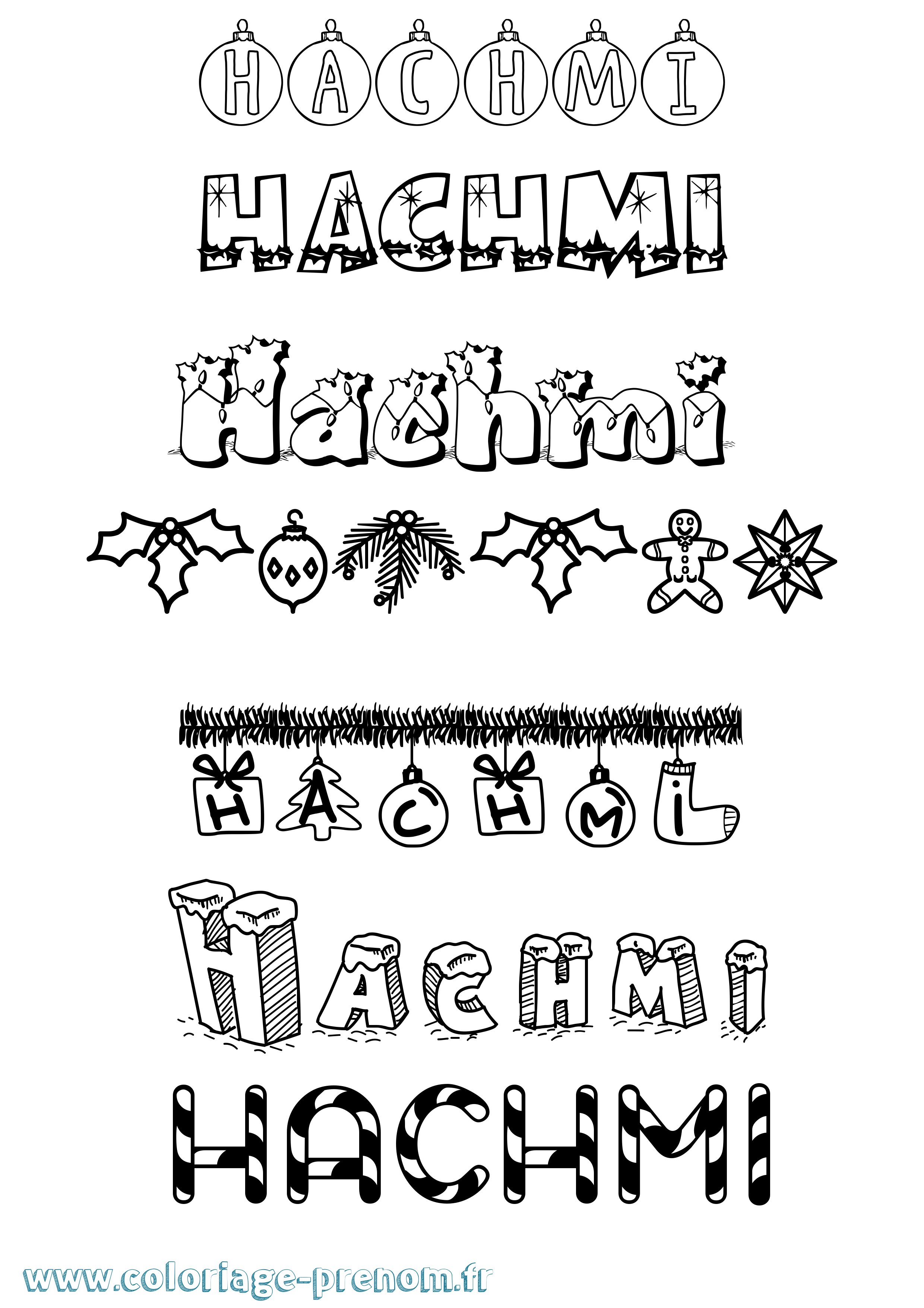 Coloriage prénom Hachmi Noël