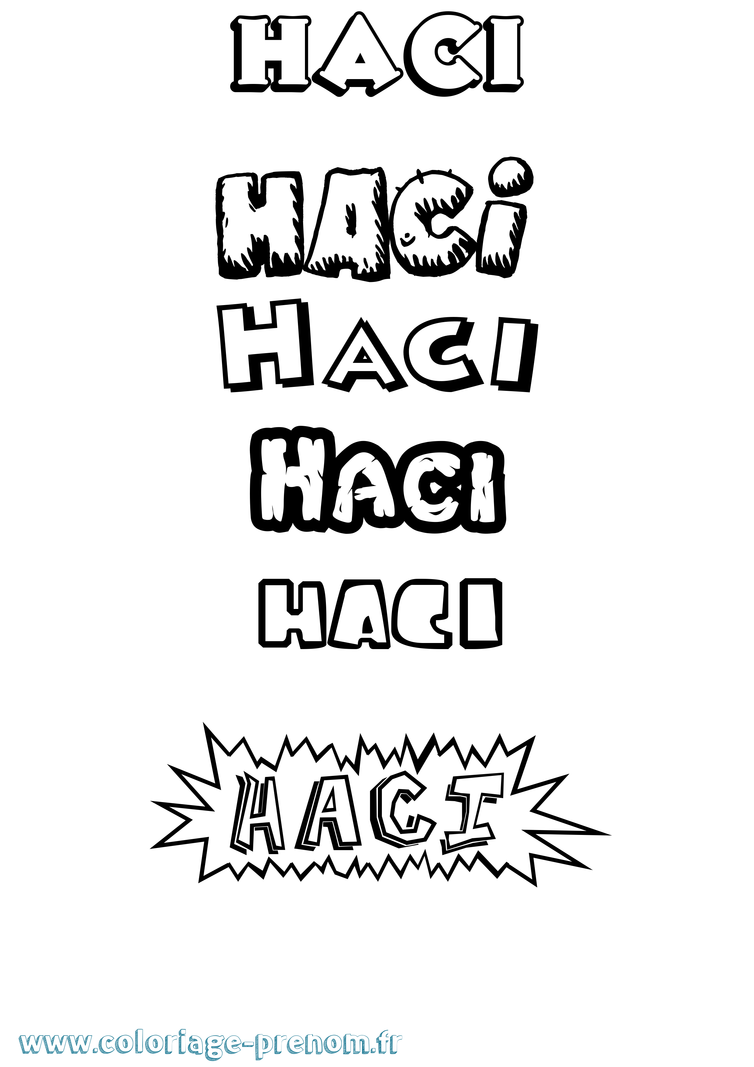 Coloriage Haci Dessin Animé Coloriage prénom Haci Dessin Animé
