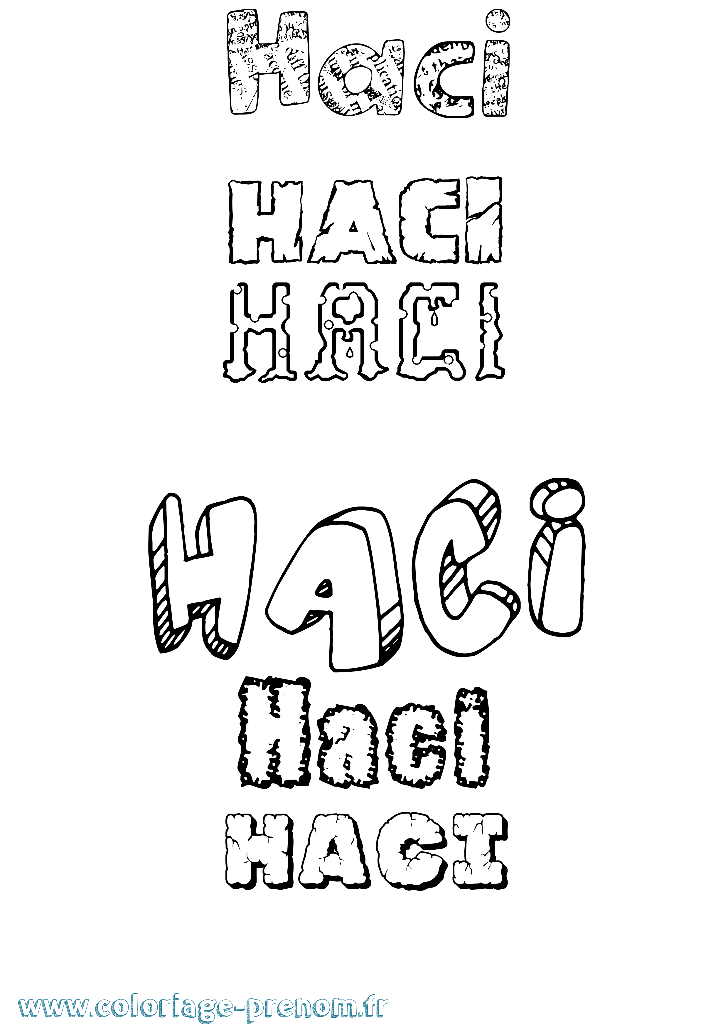 Coloriage Haci Destructuré Coloriage prénom Haci Destructuré