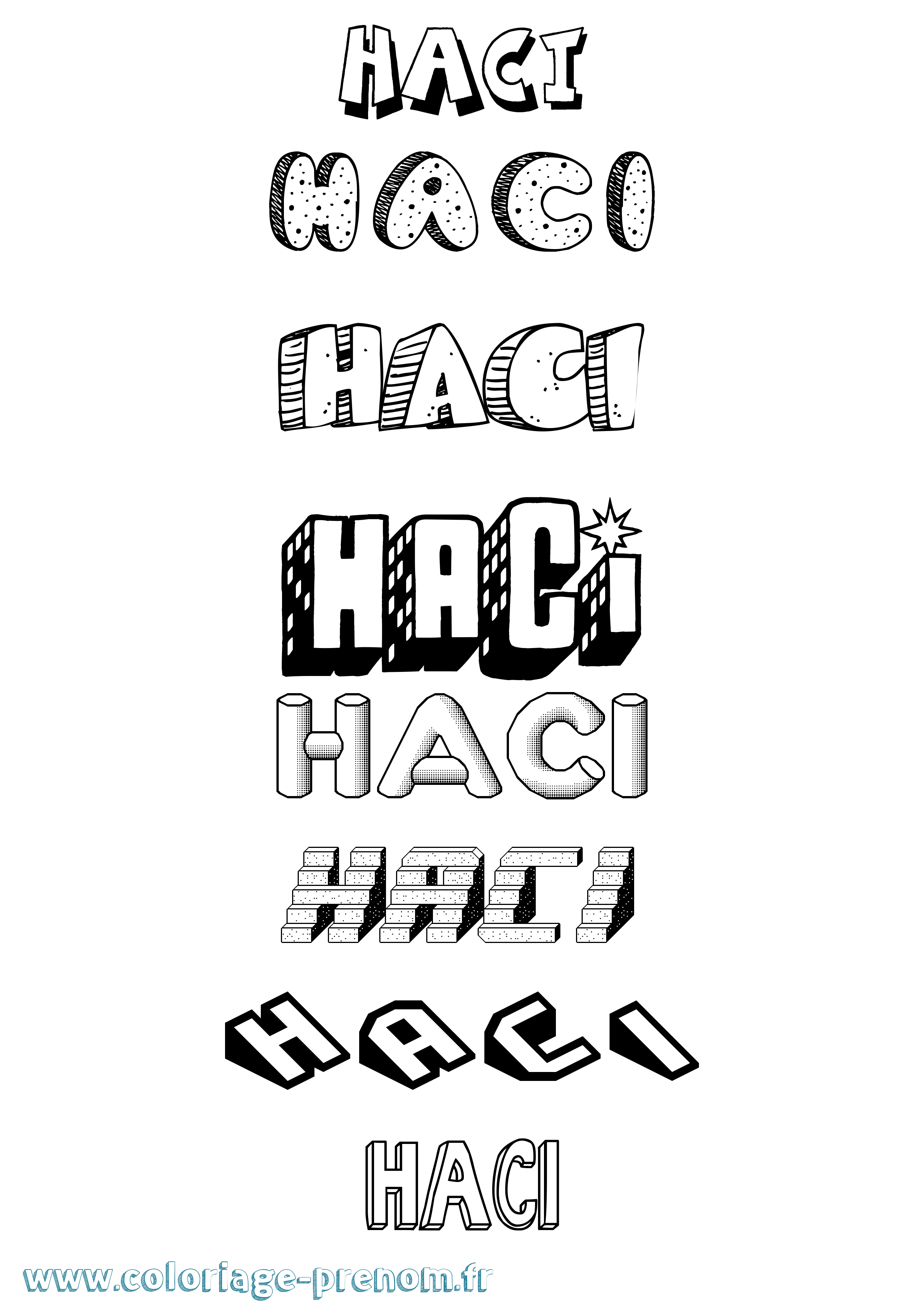 Coloriage Haci Effet 3D Coloriage prénom Haci Effet 3D