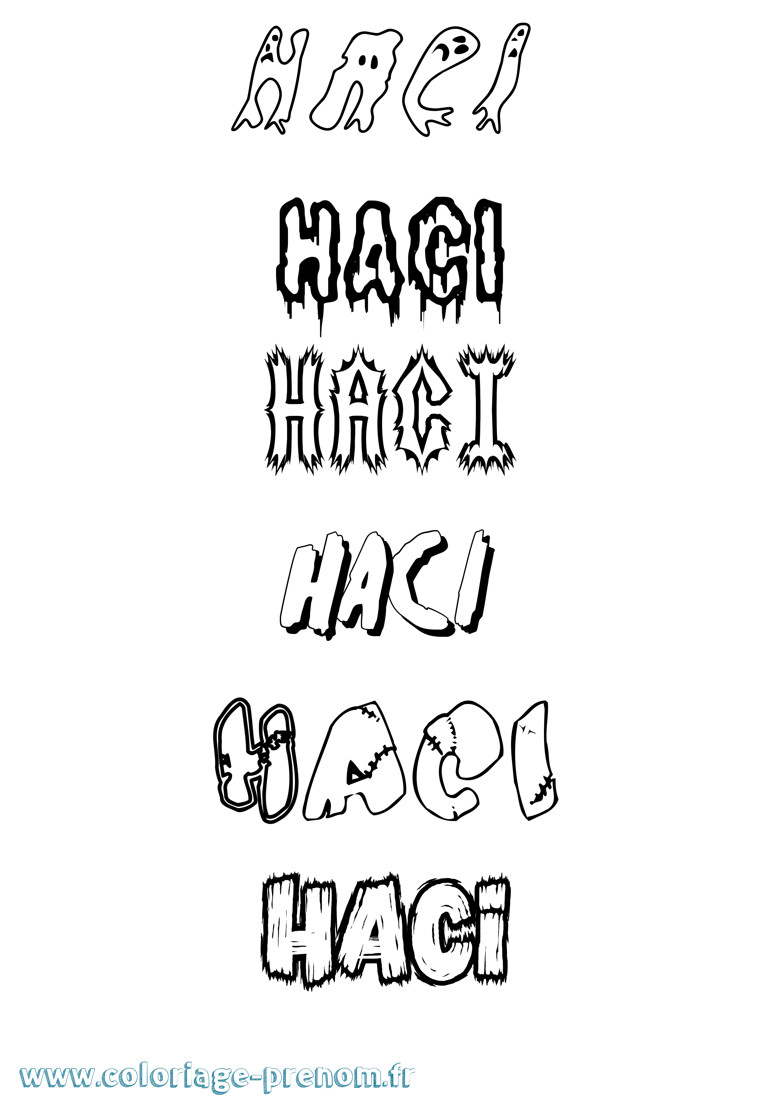 Coloriage Haci Frisson Coloriage prénom Haci Frisson