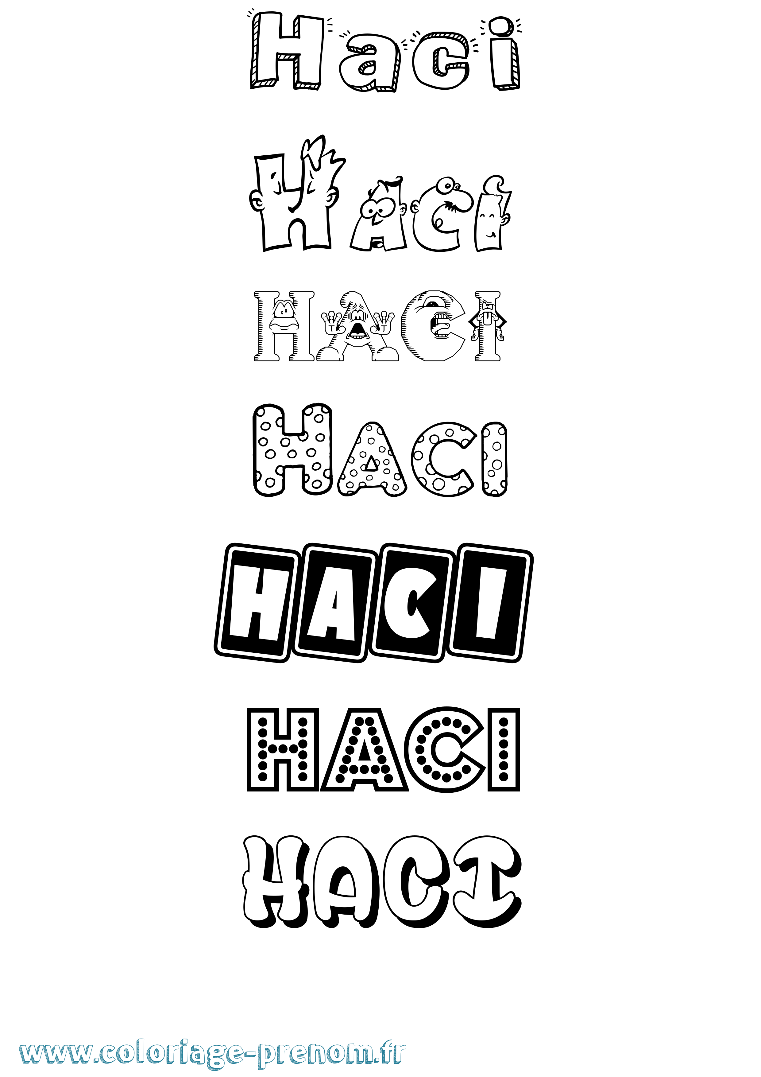 Coloriage Haci Fun Coloriage prénom Haci Fun