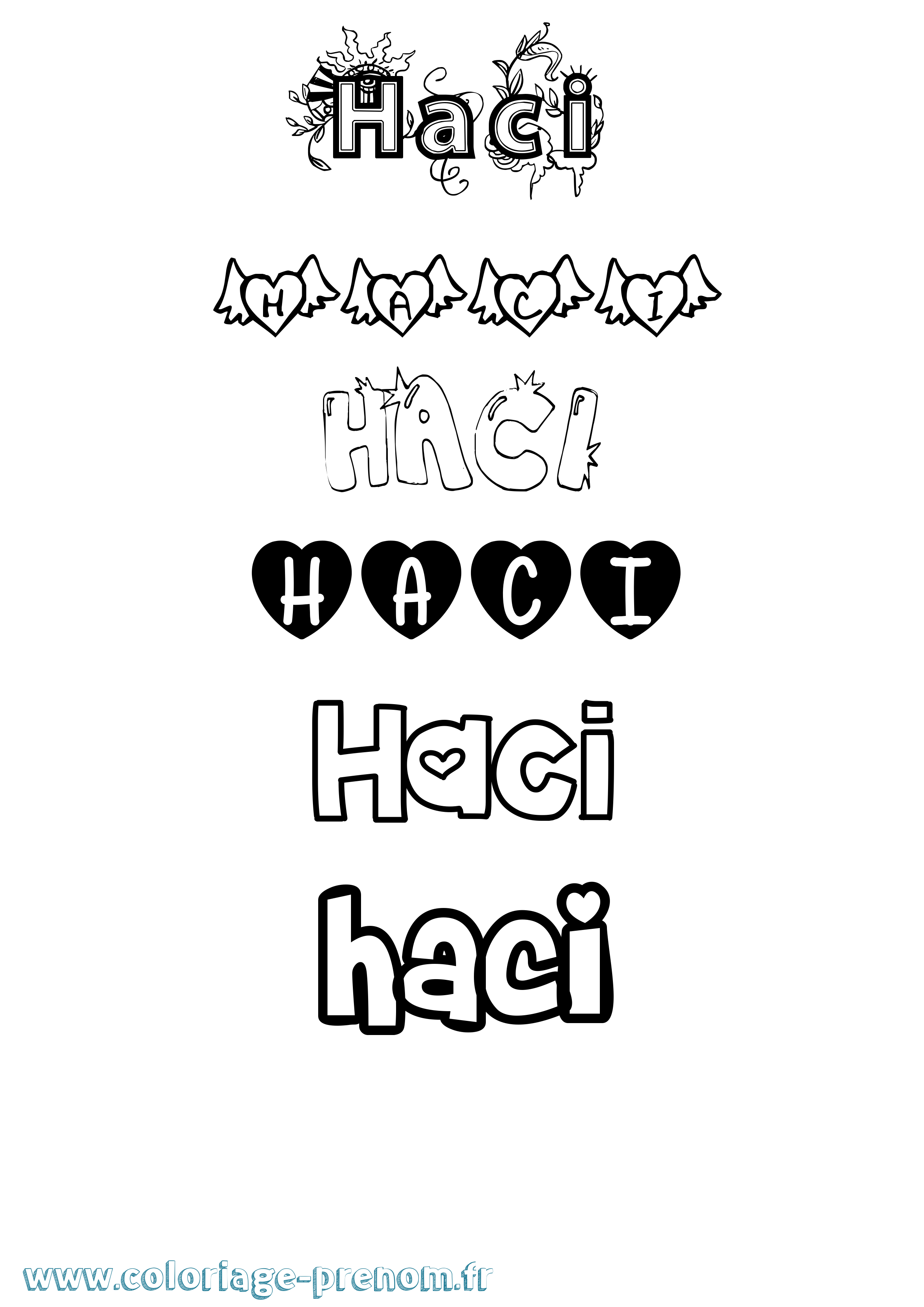 Coloriage Haci Girly Coloriage prénom Haci Girly