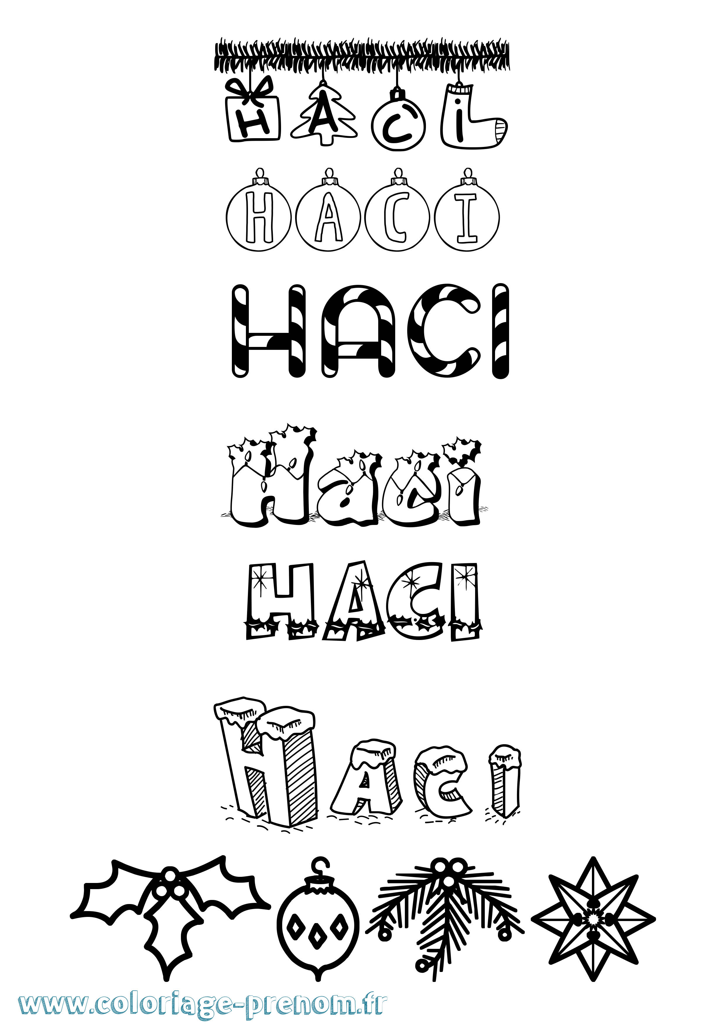 Coloriage Haci Noël Coloriage prénom Haci Noël