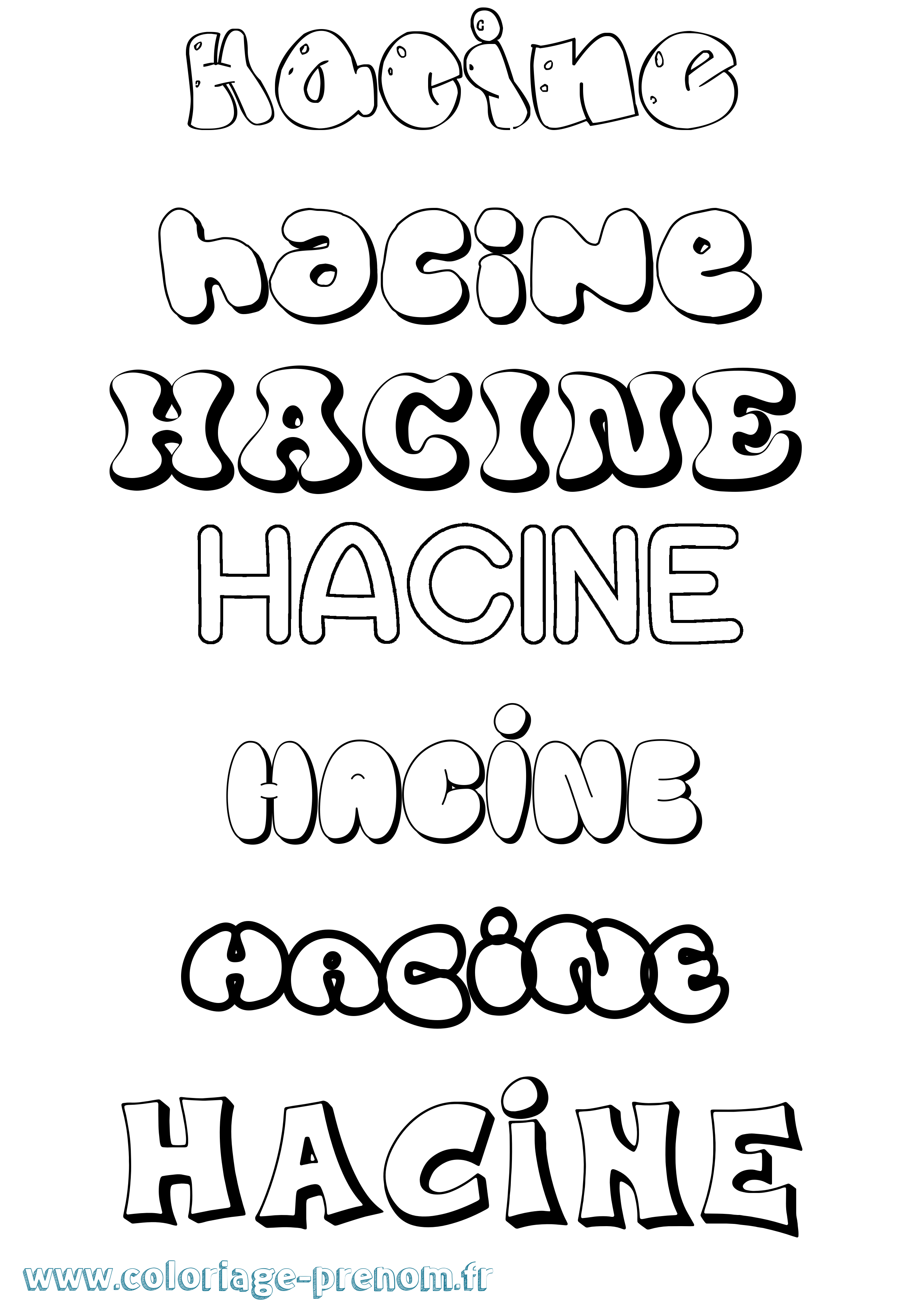 Coloriage Hacine Bubble Coloriage prénom Hacine Bubble