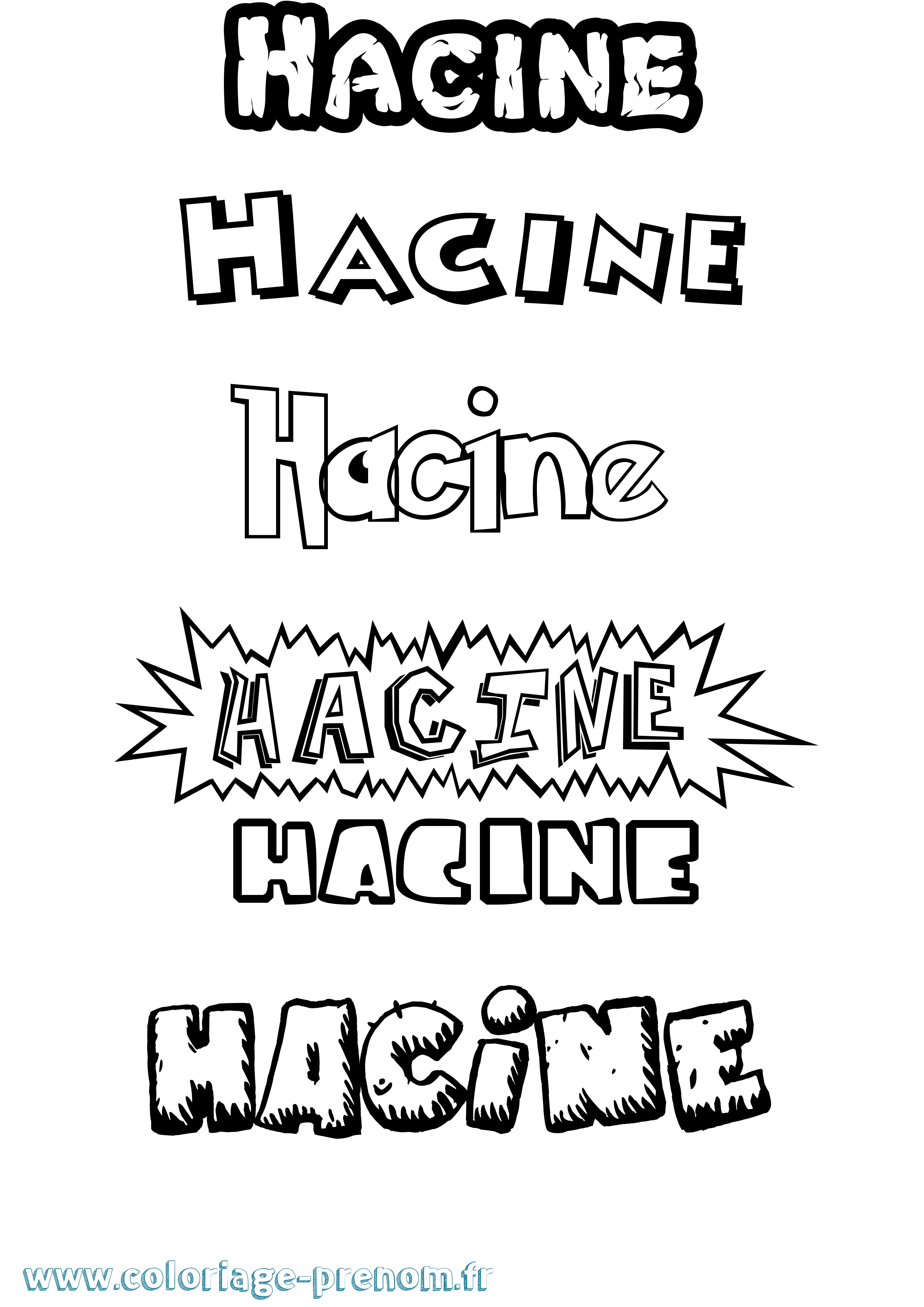 Coloriage Hacine Dessin Animé Coloriage prénom Hacine Dessin Animé