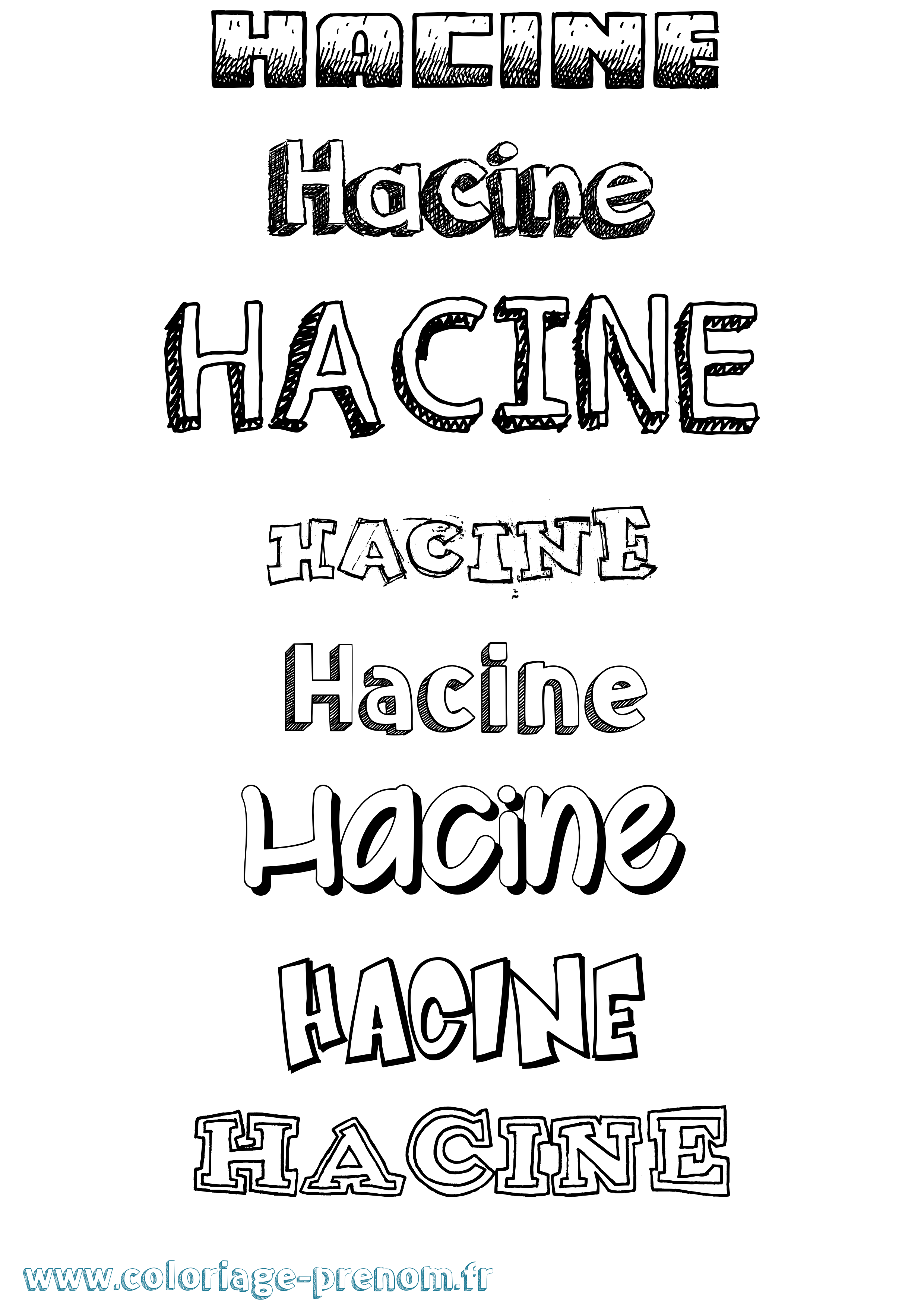 Coloriage Hacine Dessiné Coloriage prénom Hacine Dessiné