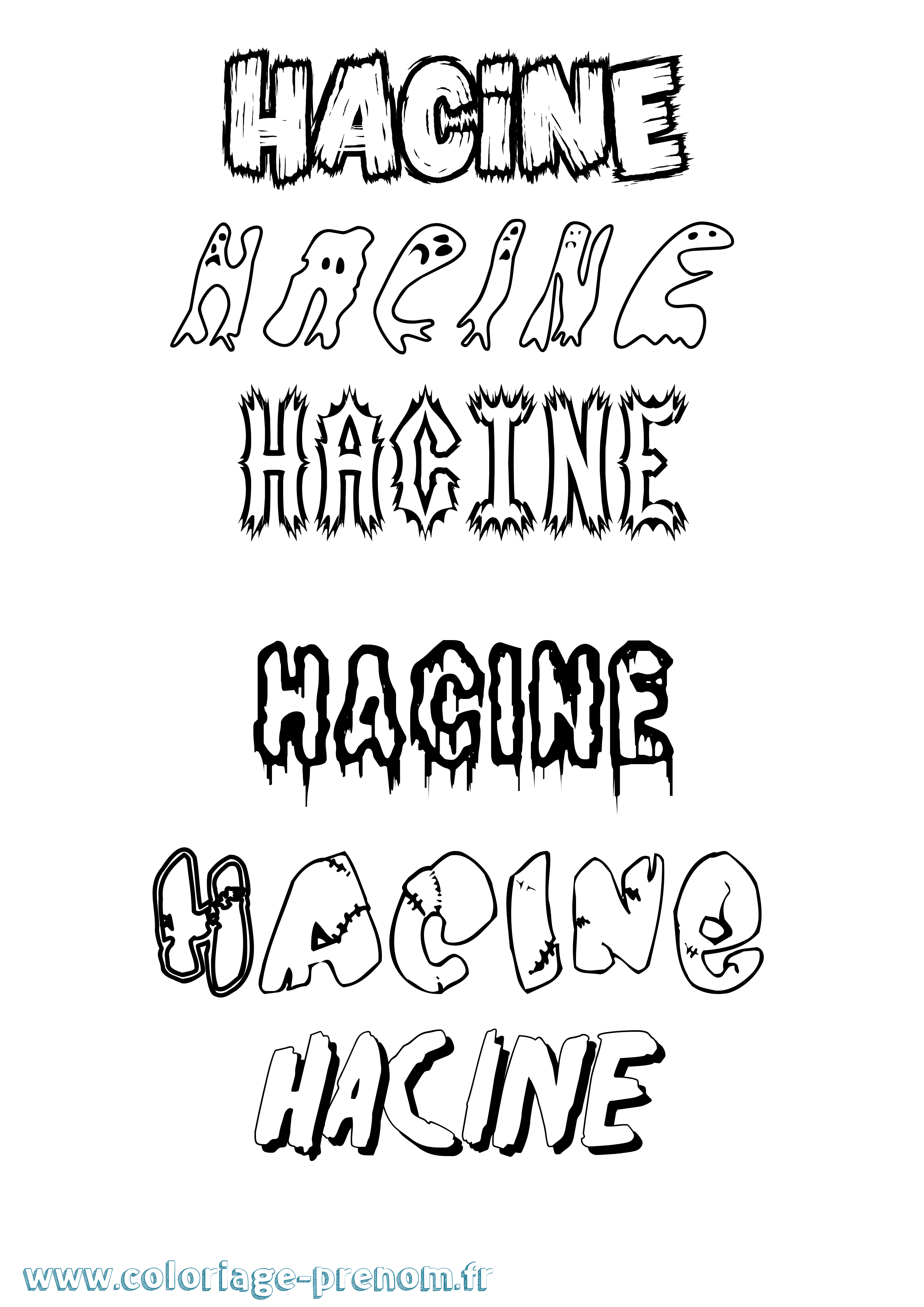 Coloriage Hacine Frisson Coloriage prénom Hacine Frisson