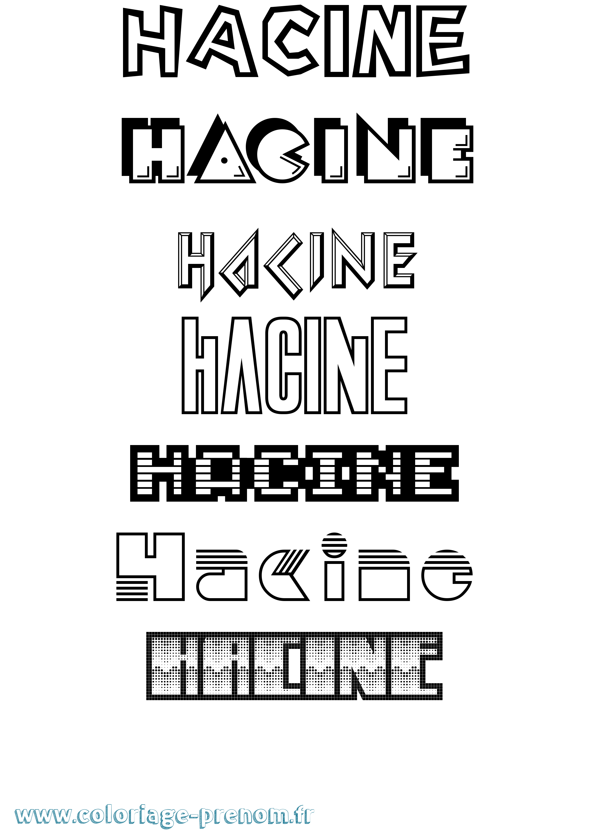 Coloriage Hacine Jeux Vidéos Coloriage prénom Hacine Jeux Vidéos
