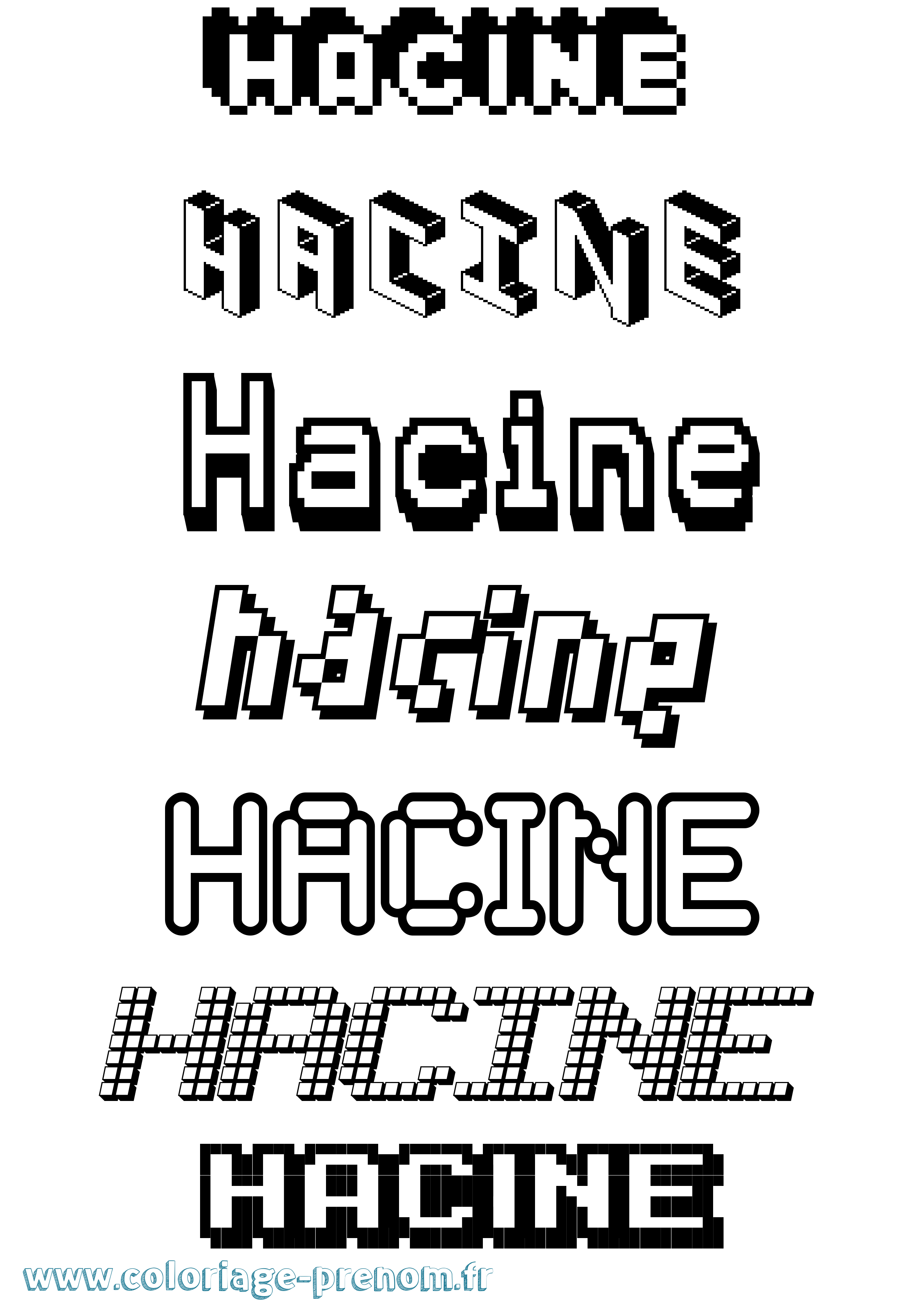 Coloriage Hacine Pixel Coloriage prénom Hacine Pixel
