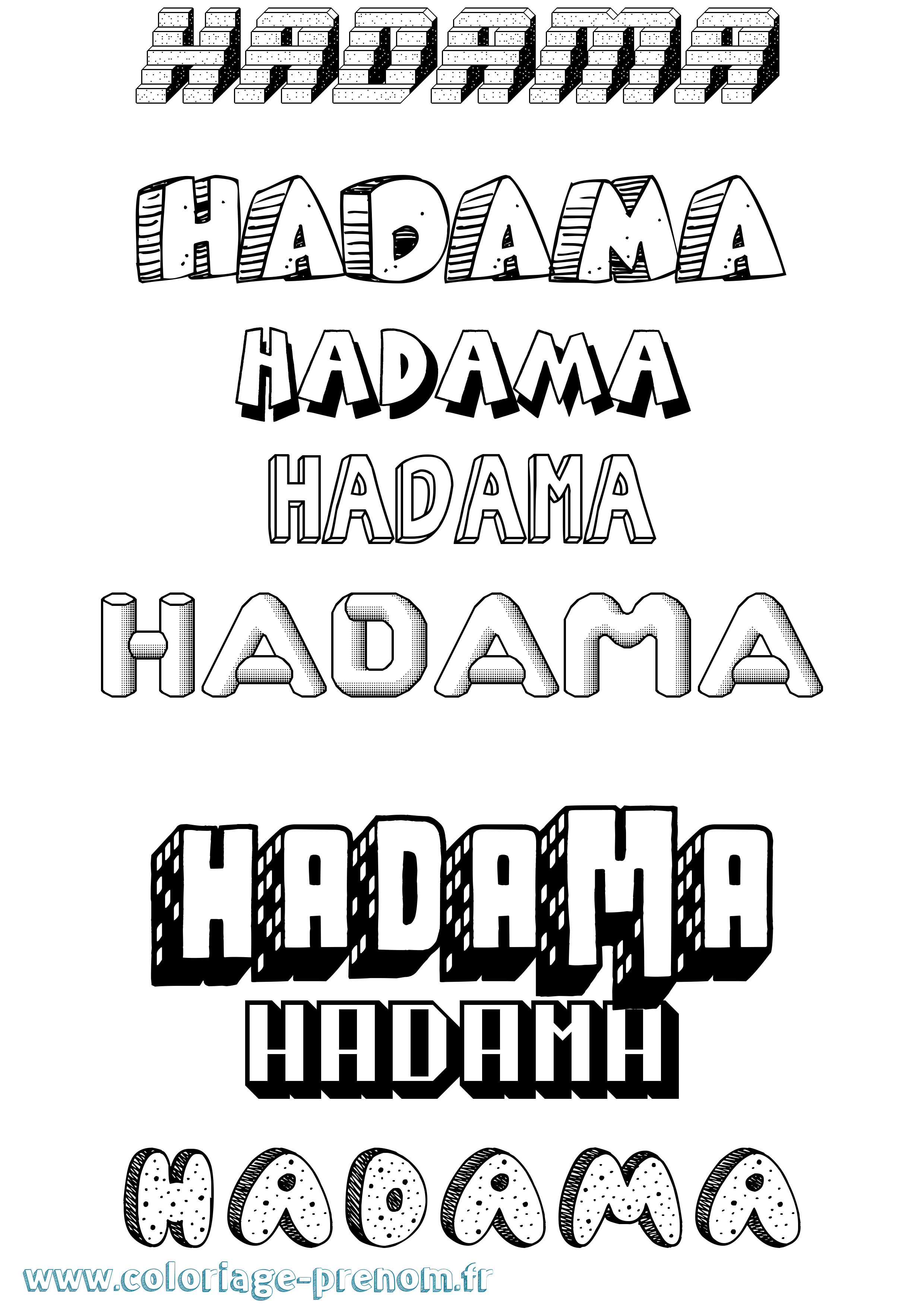 Coloriage prénom Hadama Effet 3D