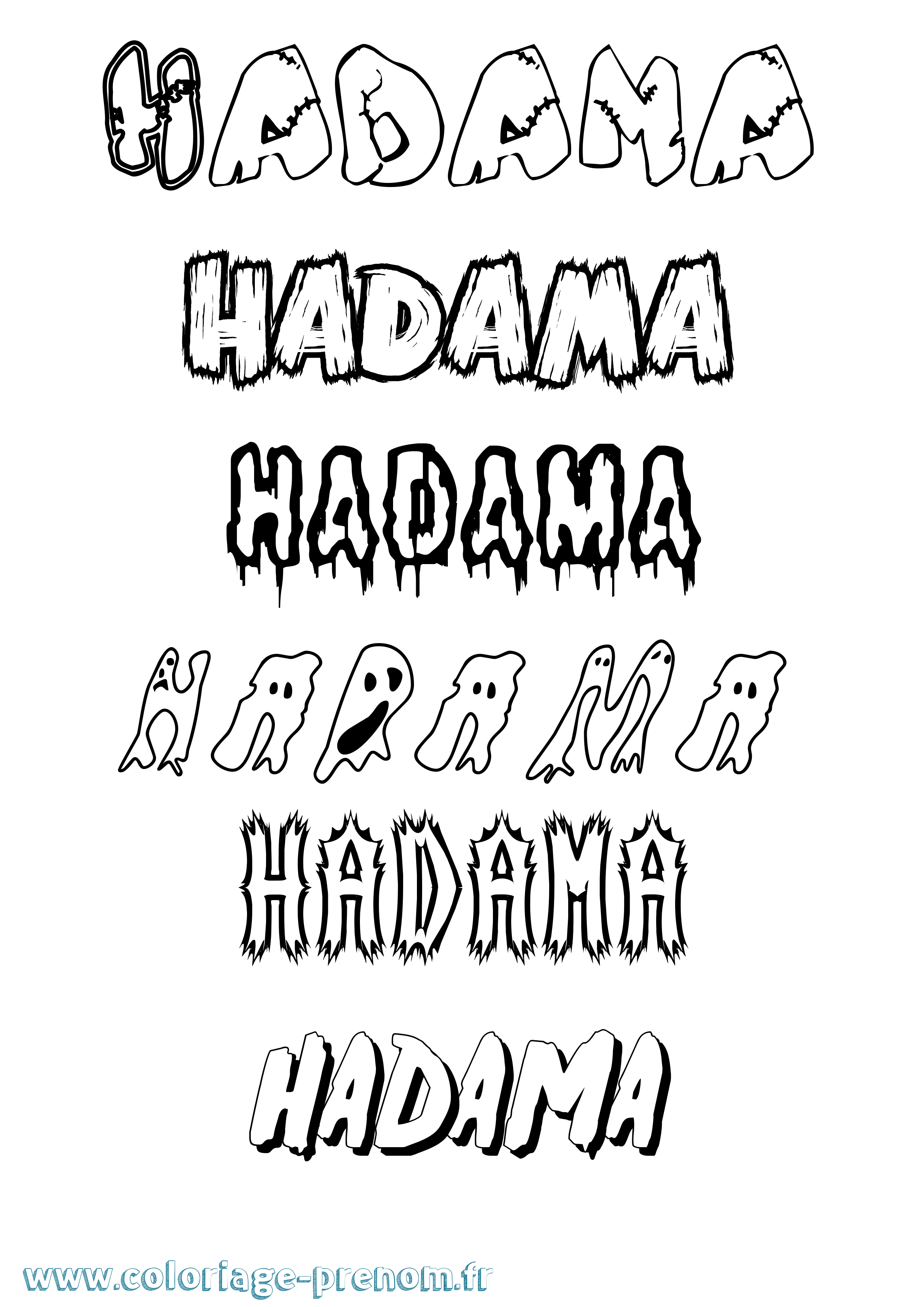 Coloriage prénom Hadama Frisson