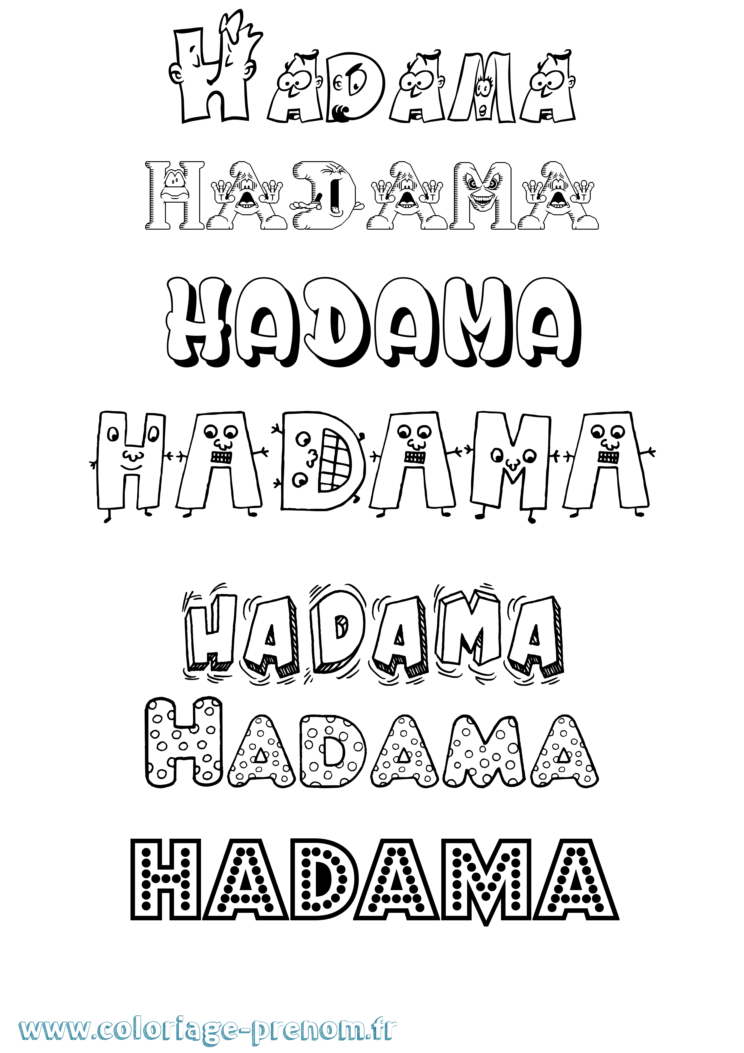 Coloriage prénom Hadama Fun