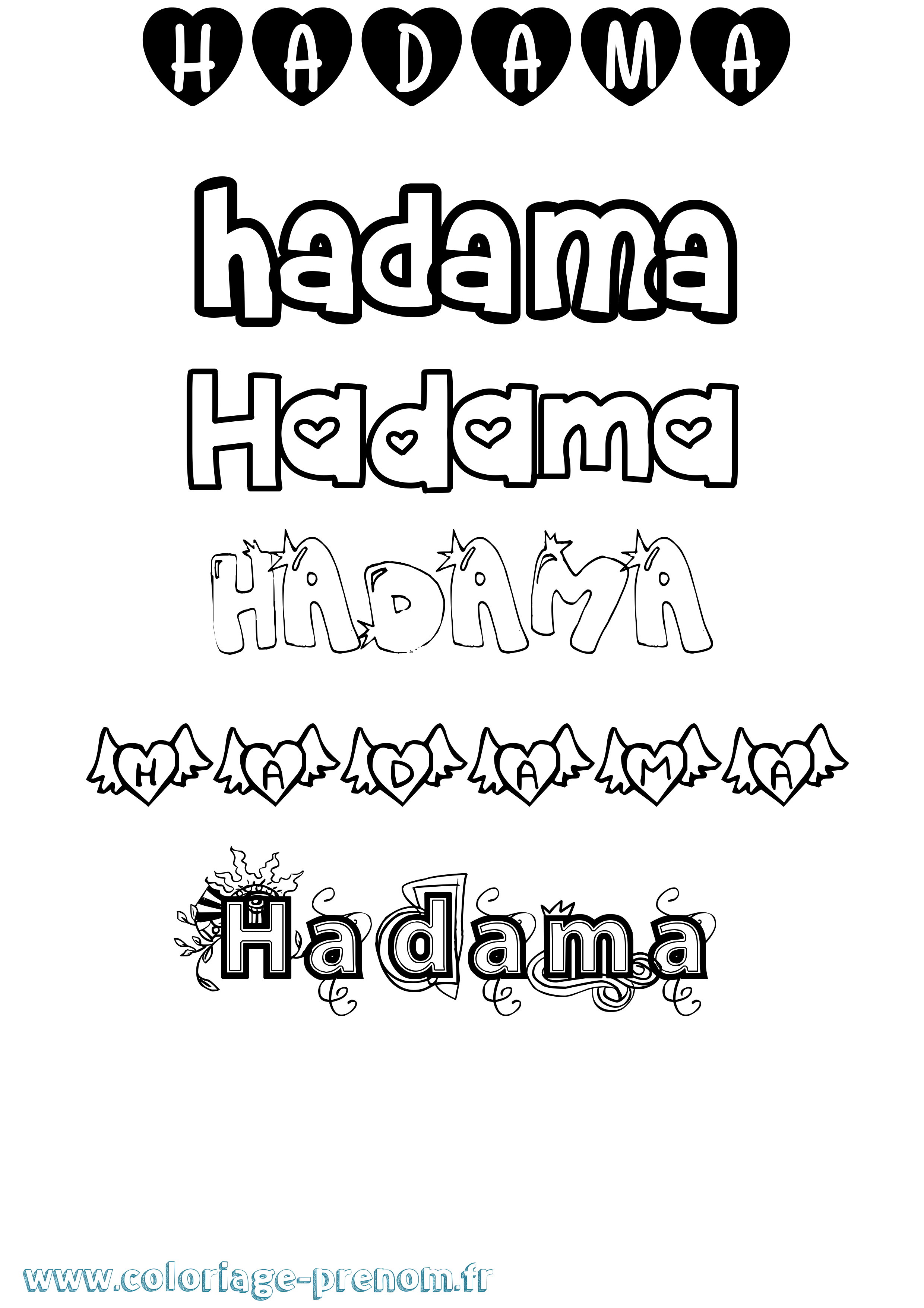 Coloriage prénom Hadama Girly