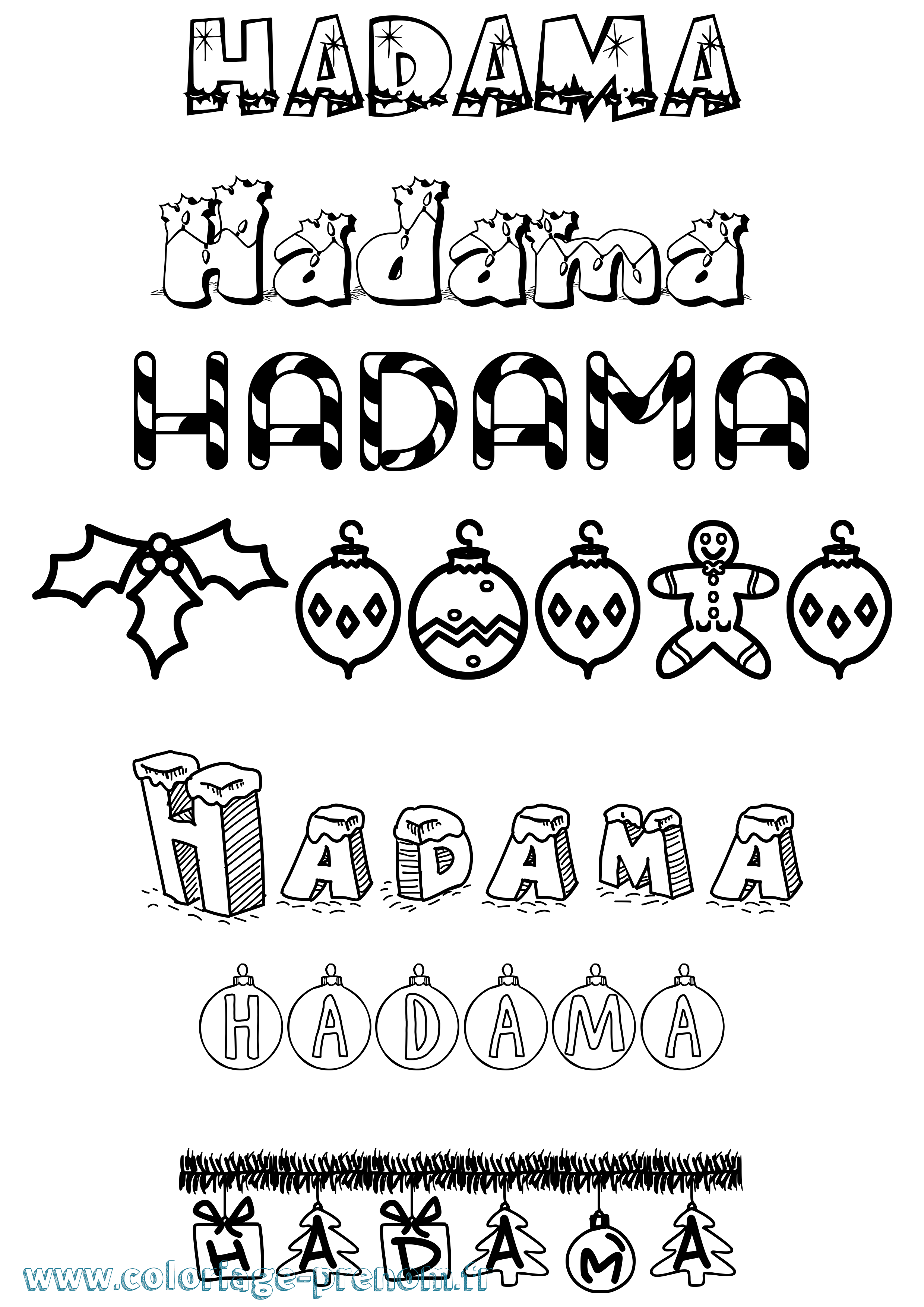 Coloriage prénom Hadama Noël