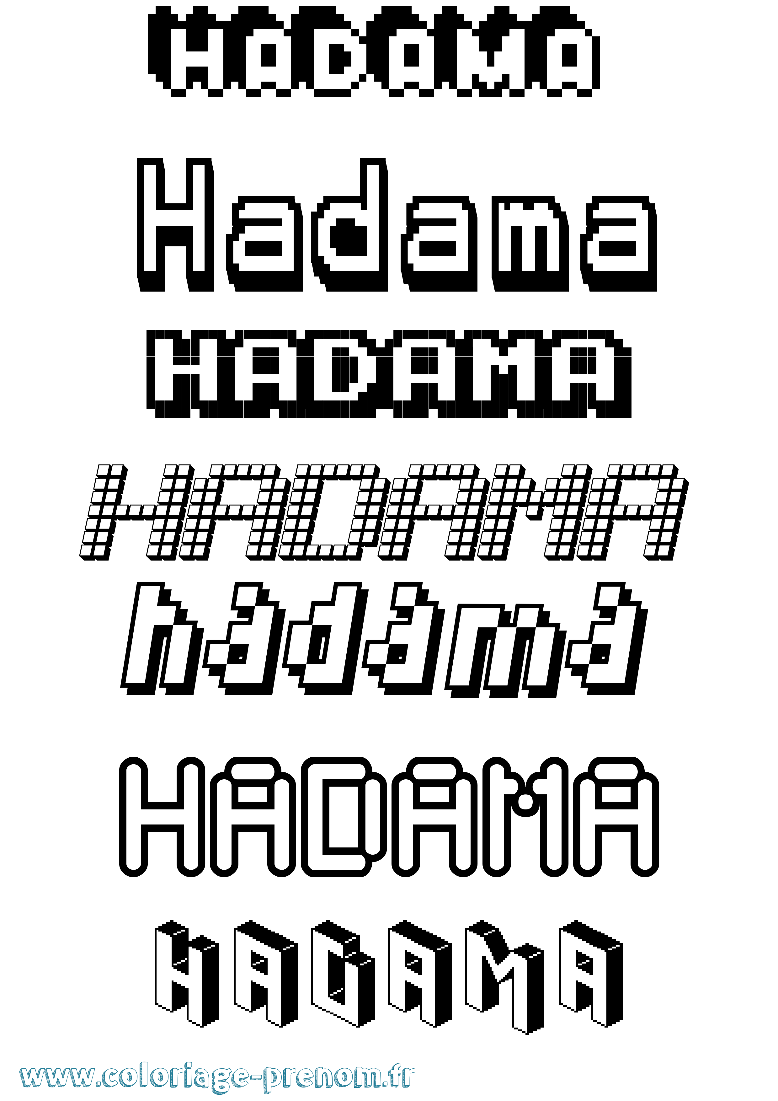 Coloriage prénom Hadama Pixel