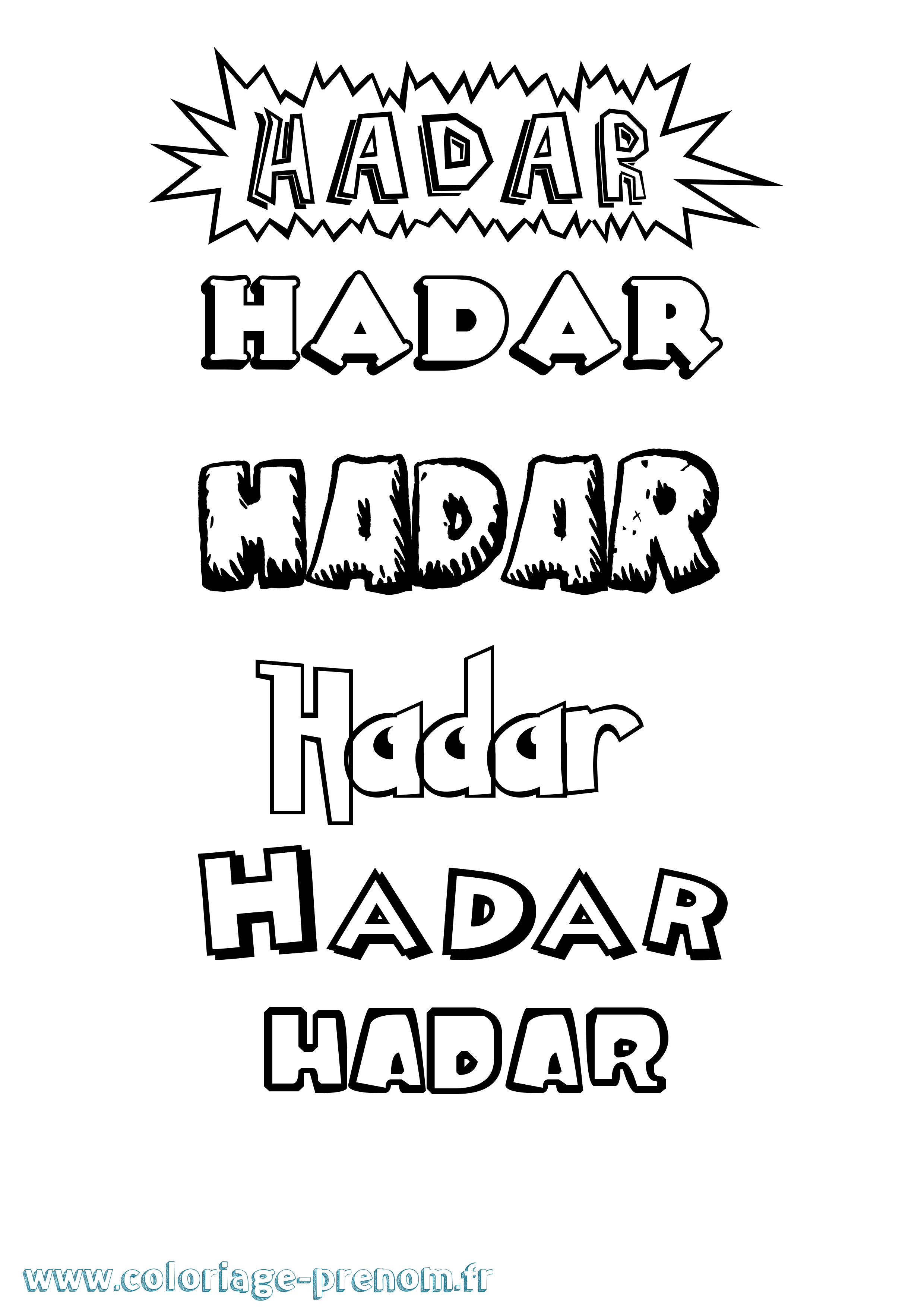 Coloriage Hadar Dessin Animé Coloriage prénom Hadar Dessin Animé