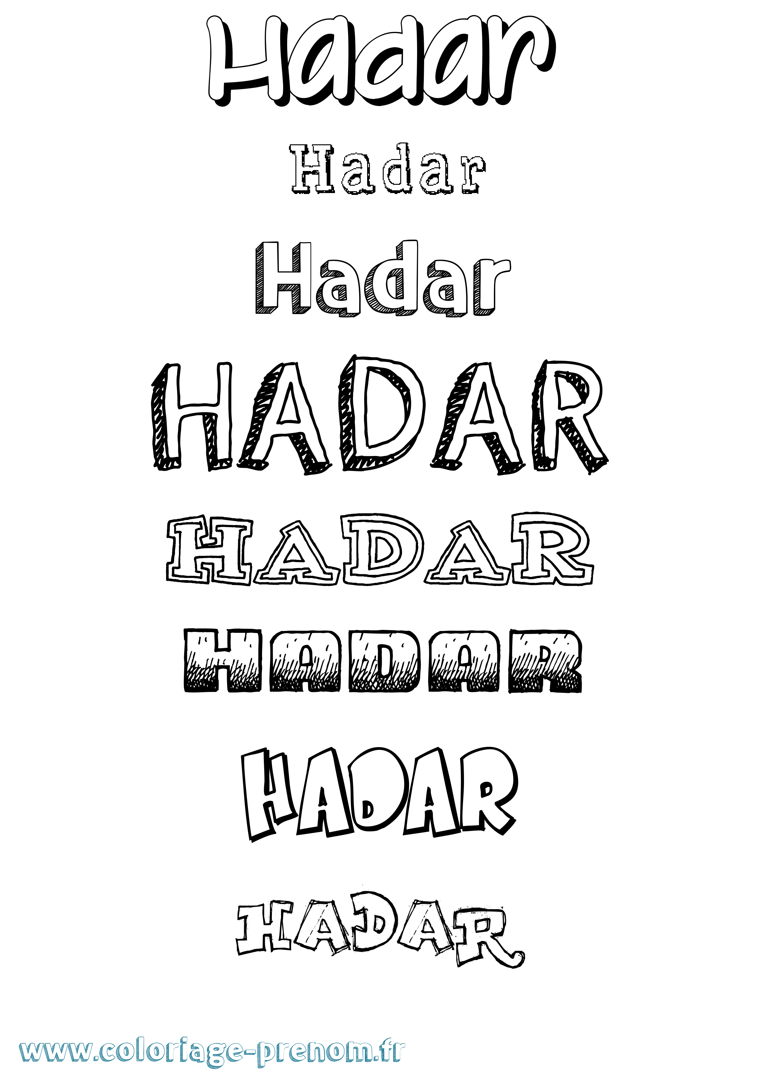 Coloriage Hadar Dessiné Coloriage prénom Hadar Dessiné