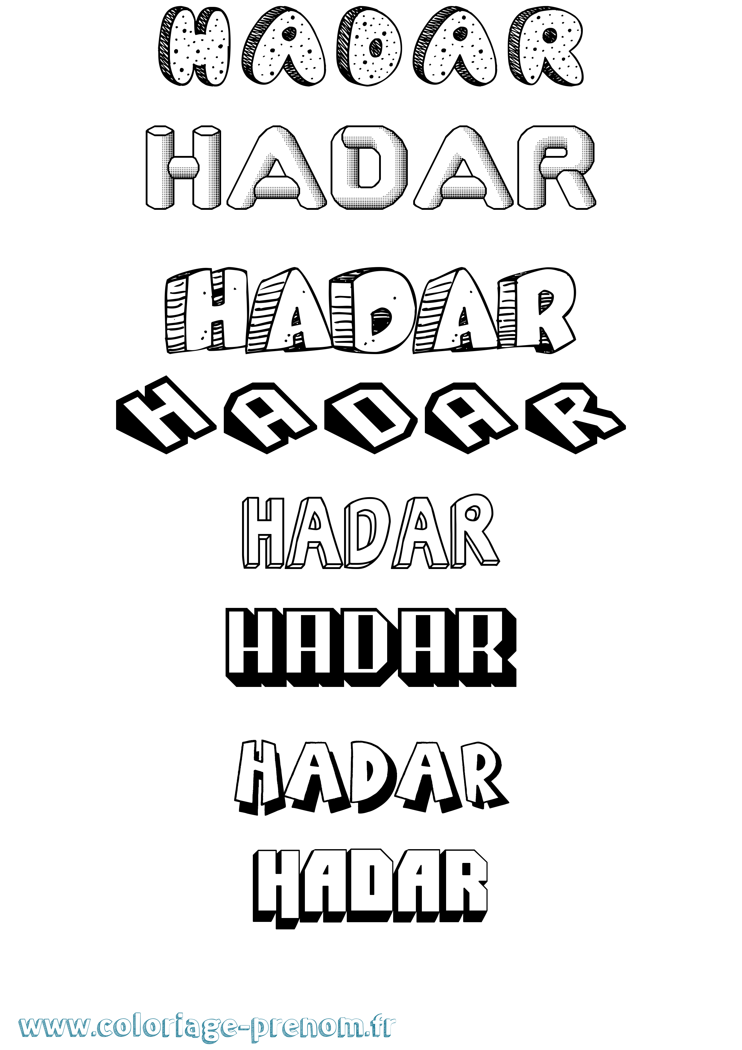 Coloriage Hadar Effet 3D Coloriage prénom Hadar Effet 3D
