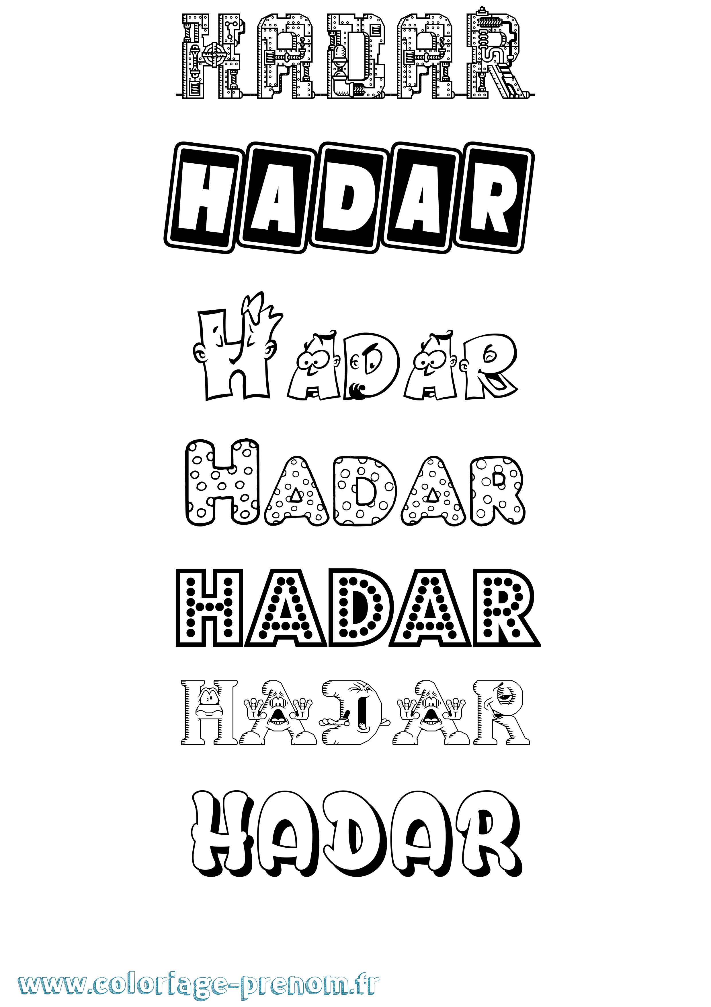 Coloriage Hadar Fun Coloriage prénom Hadar Fun