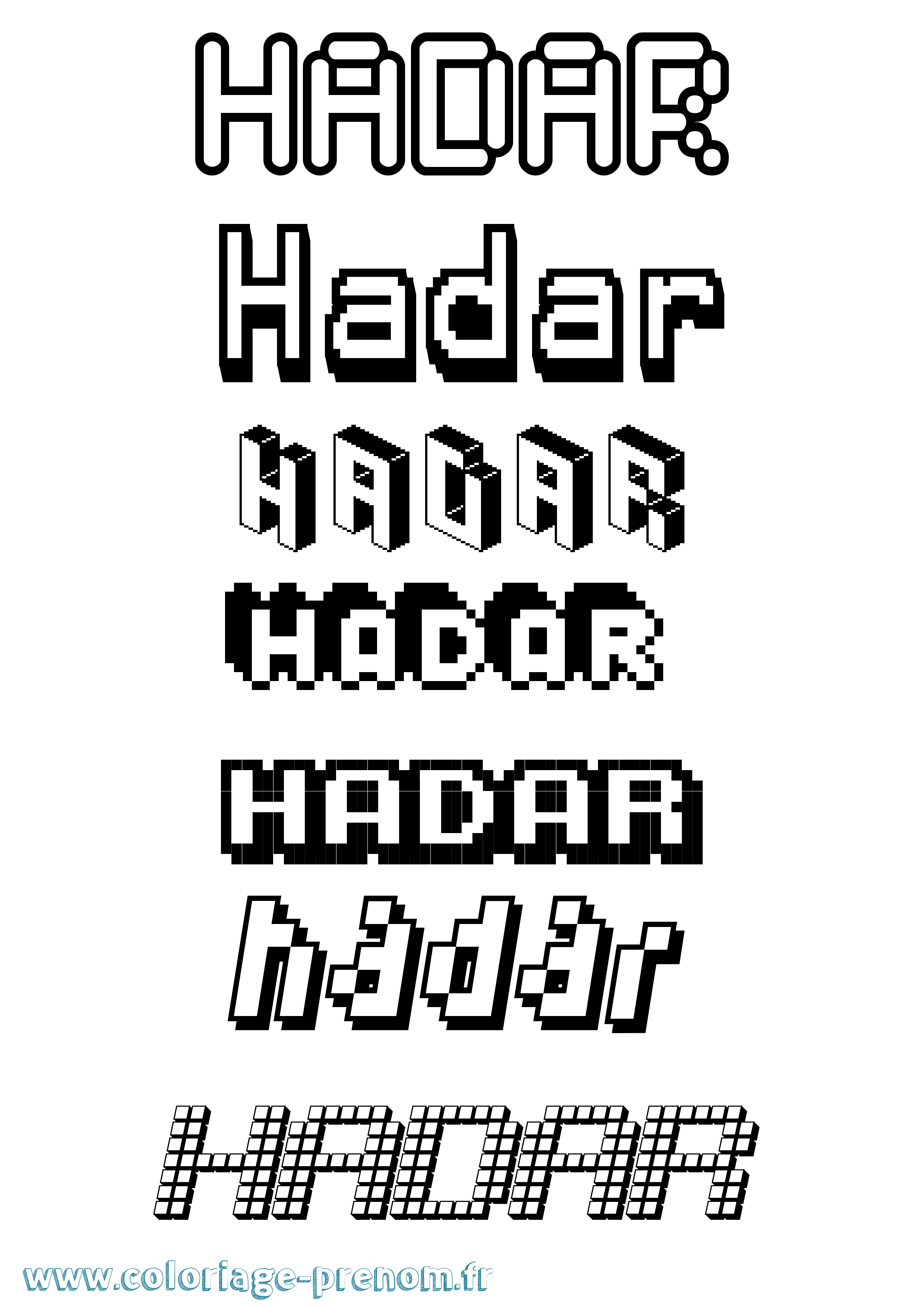 Coloriage Hadar Pixel Coloriage prénom Hadar Pixel