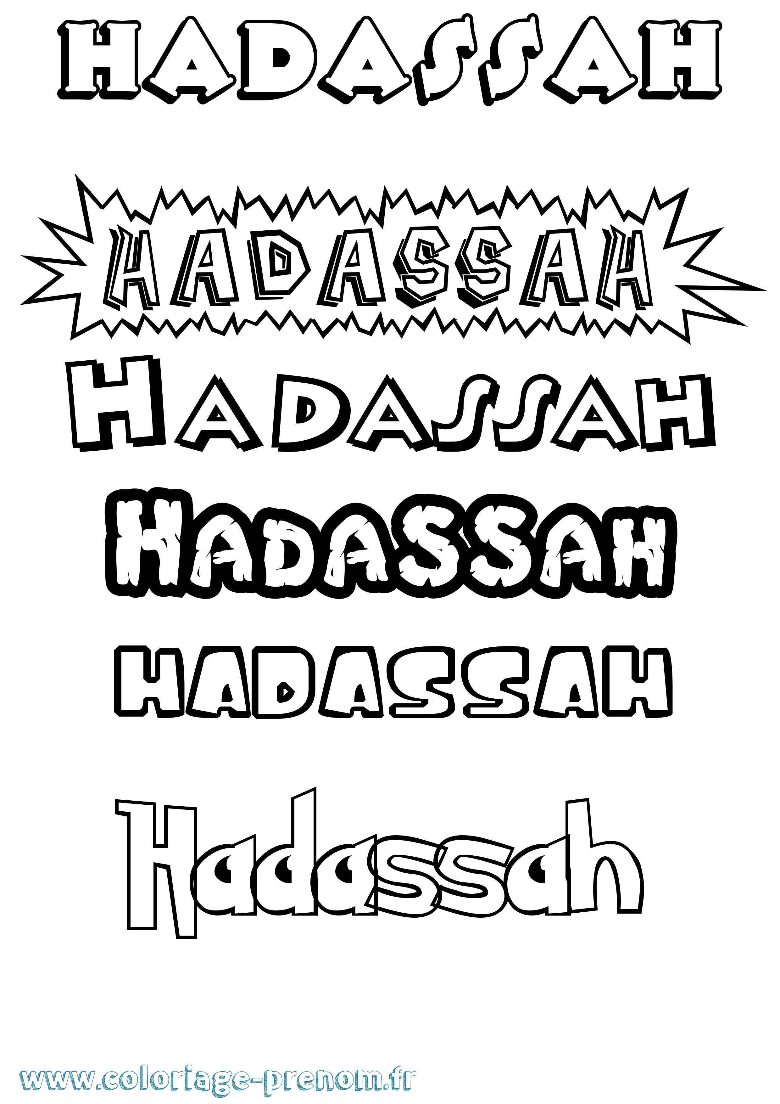 Coloriage prénom Hadassah Dessin Animé