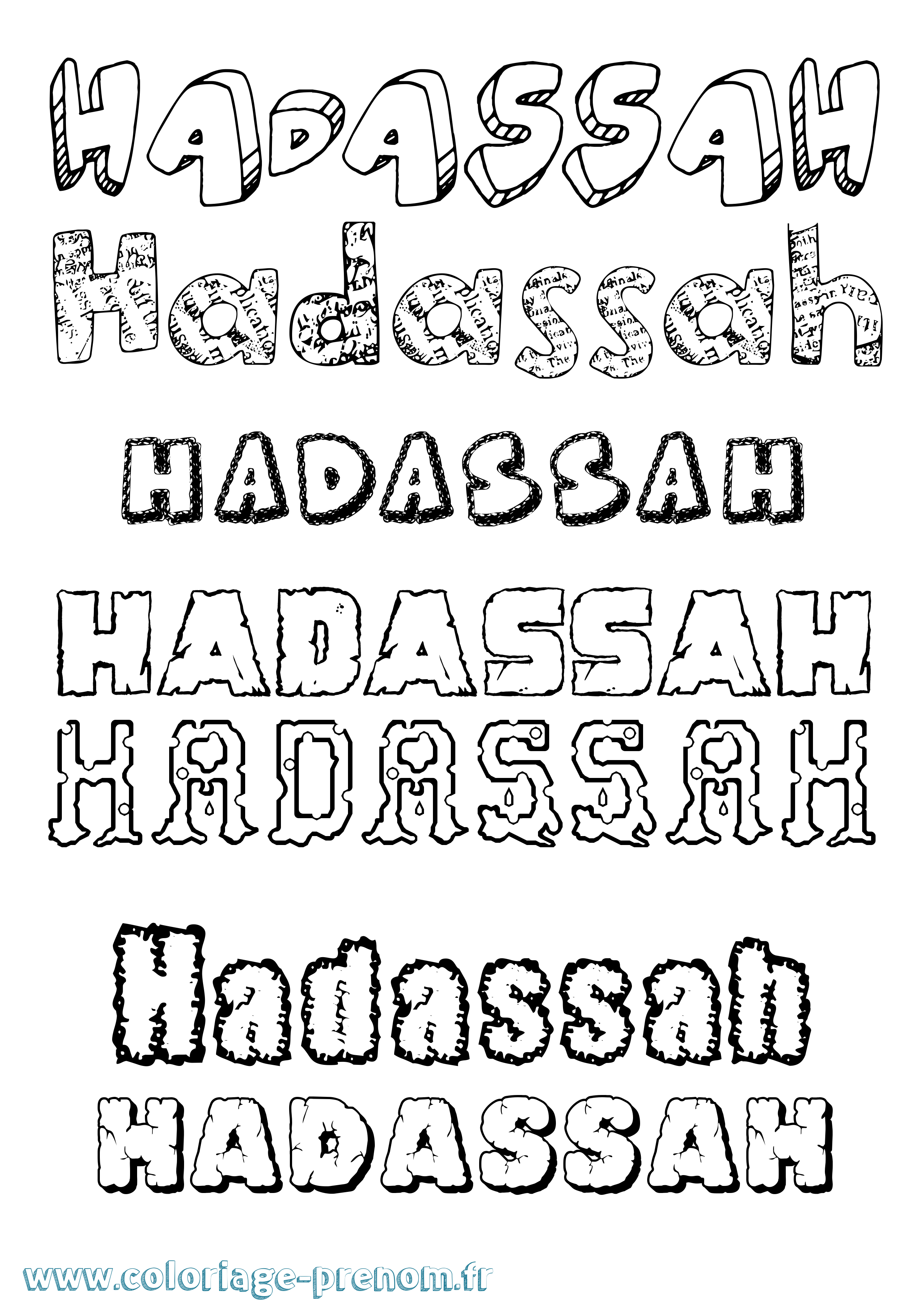 Coloriage Hadassah Destructuré Coloriage prénom Hadassah Destructuré