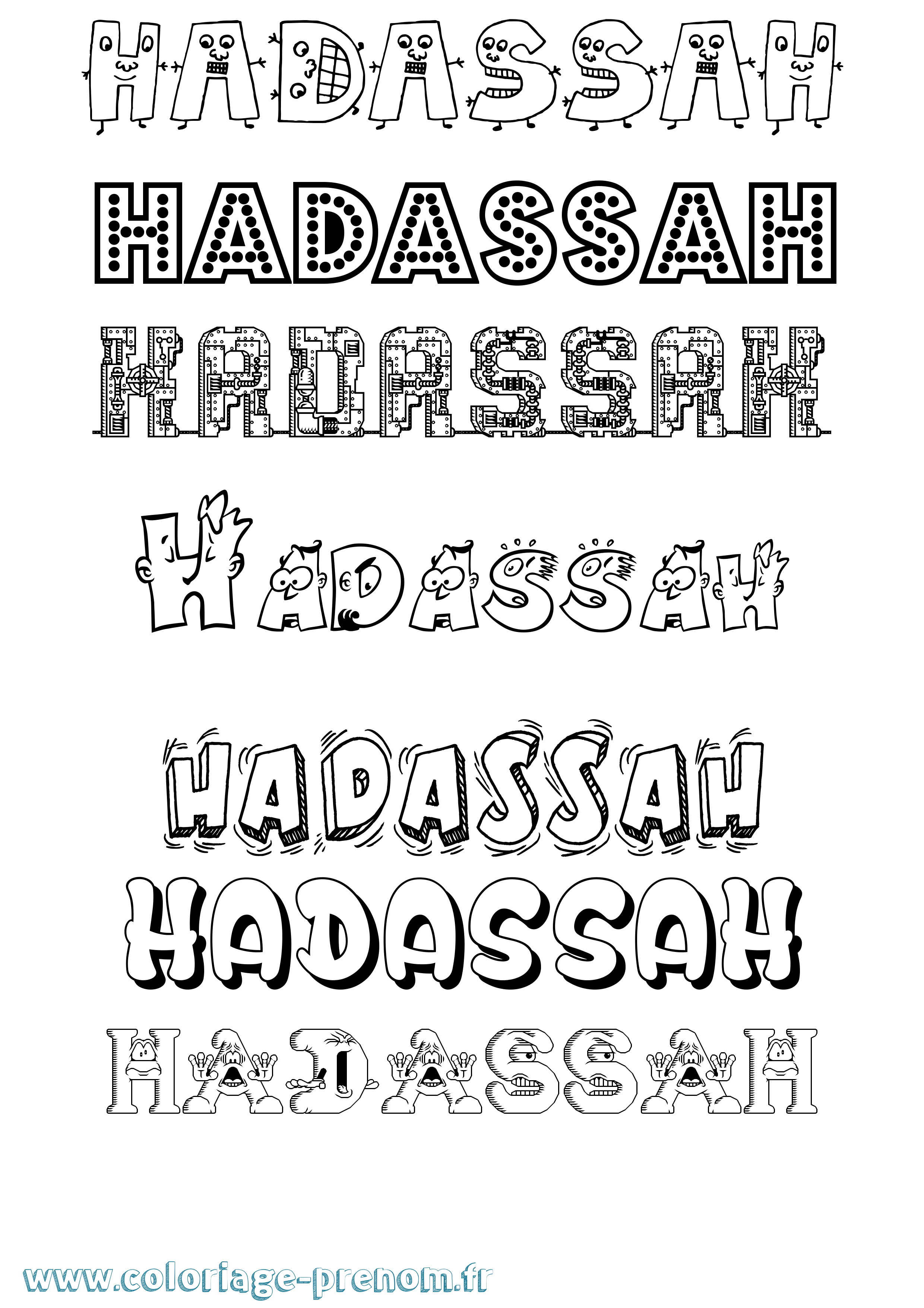 Coloriage prénom Hadassah Fun