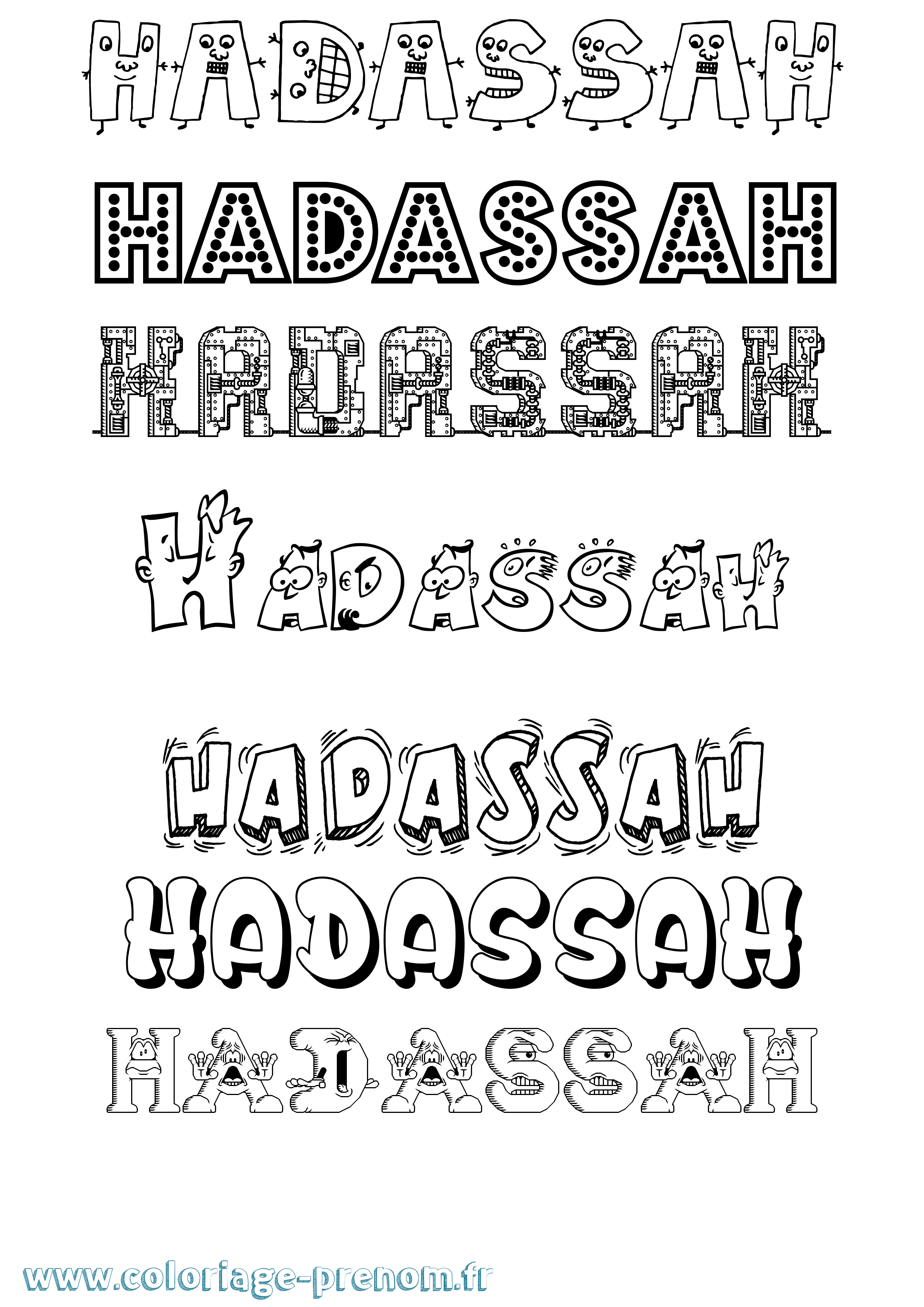 Coloriage Hadassah Fun Coloriage prénom Hadassah Fun