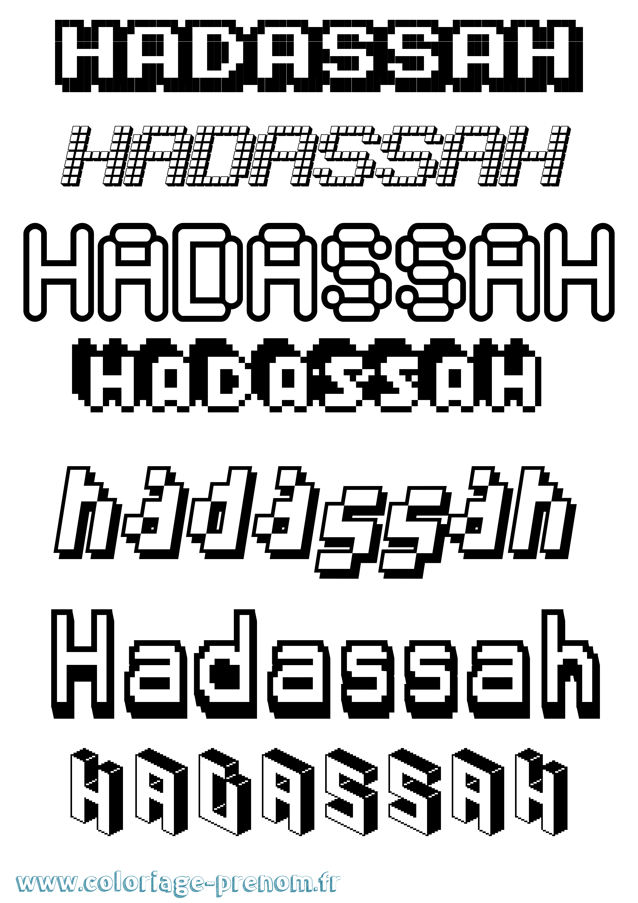 Coloriage Hadassah Pixel Coloriage prénom Hadassah Pixel
