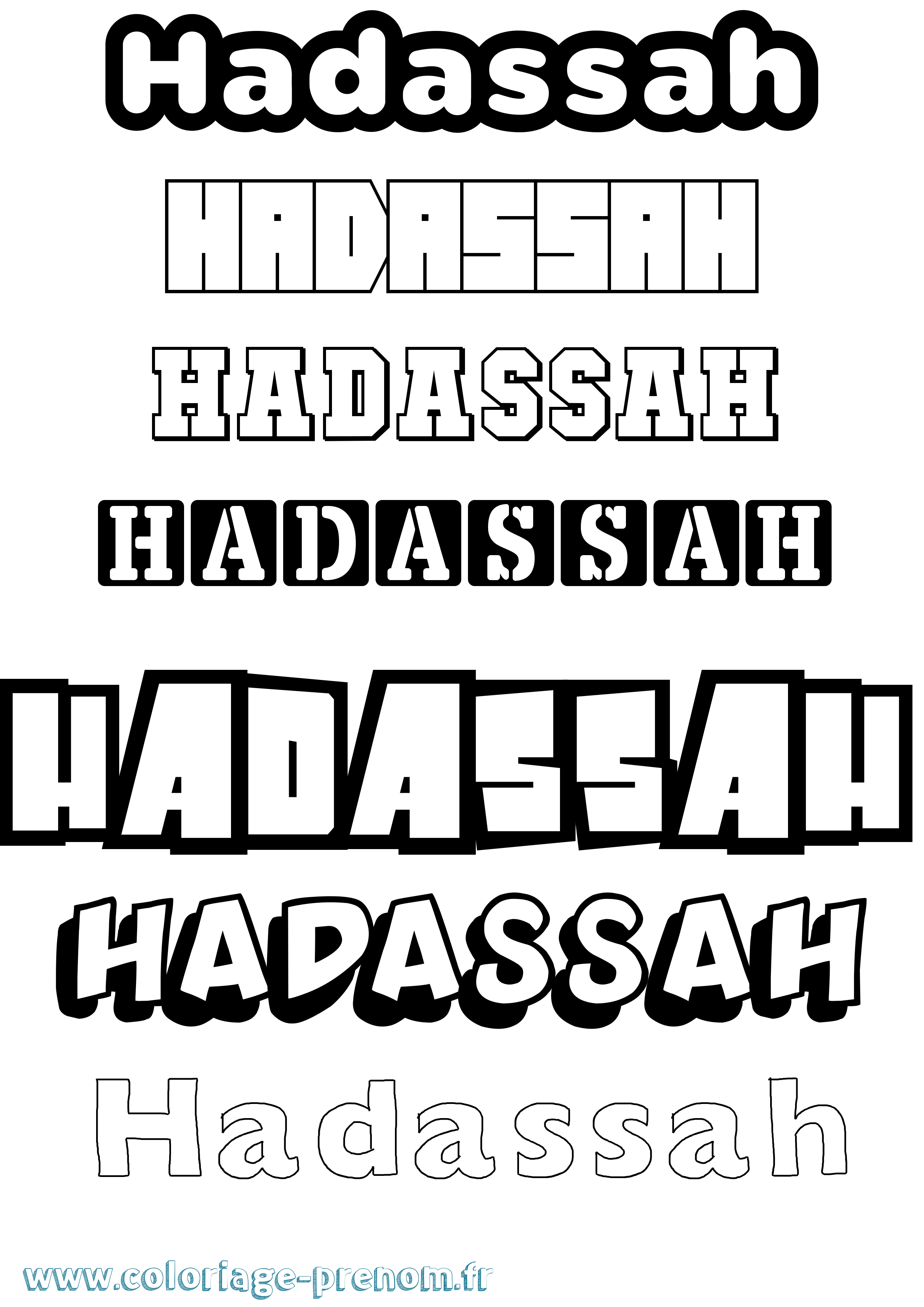 Coloriage prénom Hadassah Simple