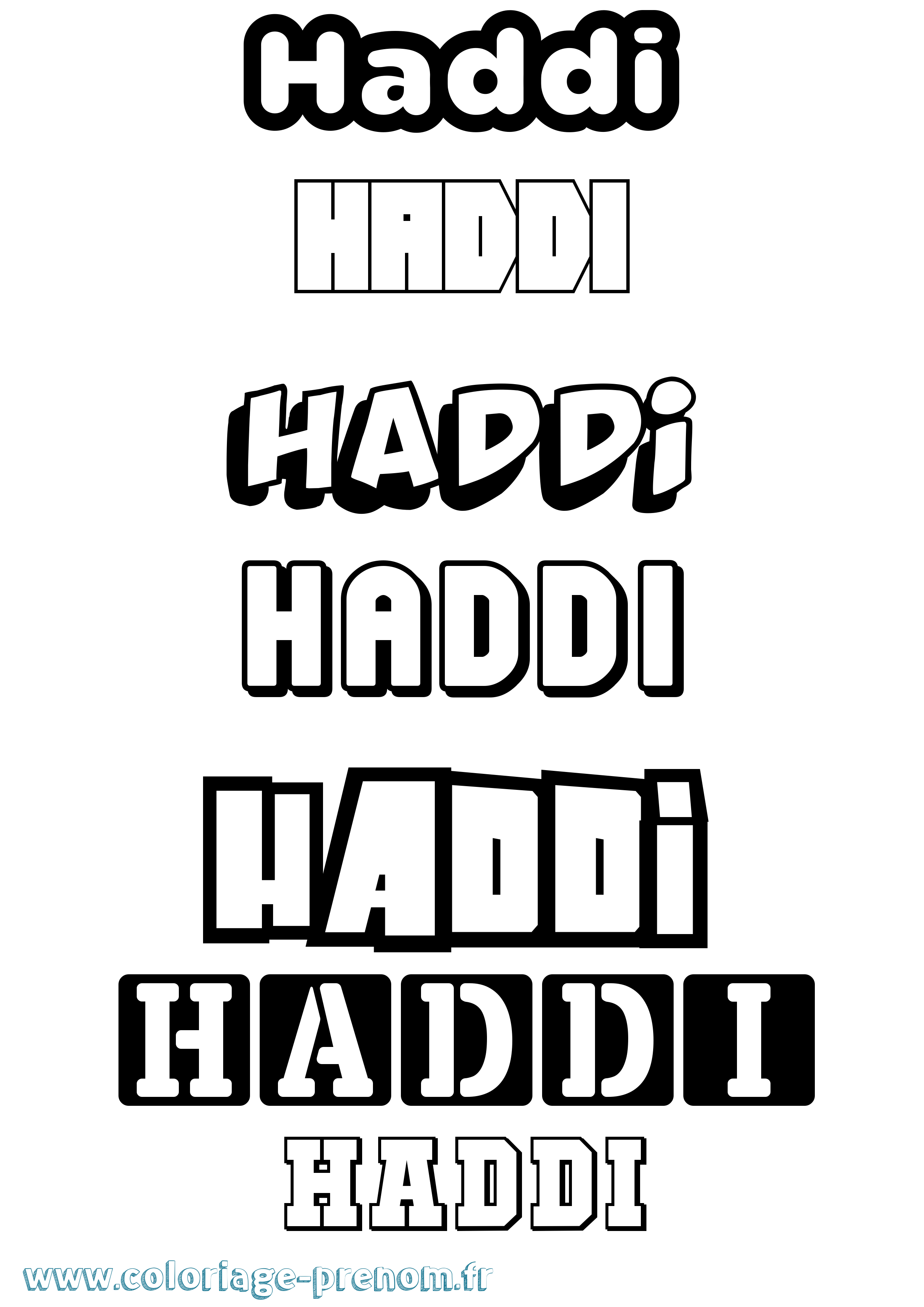 Coloriage prénom Haddi Simple