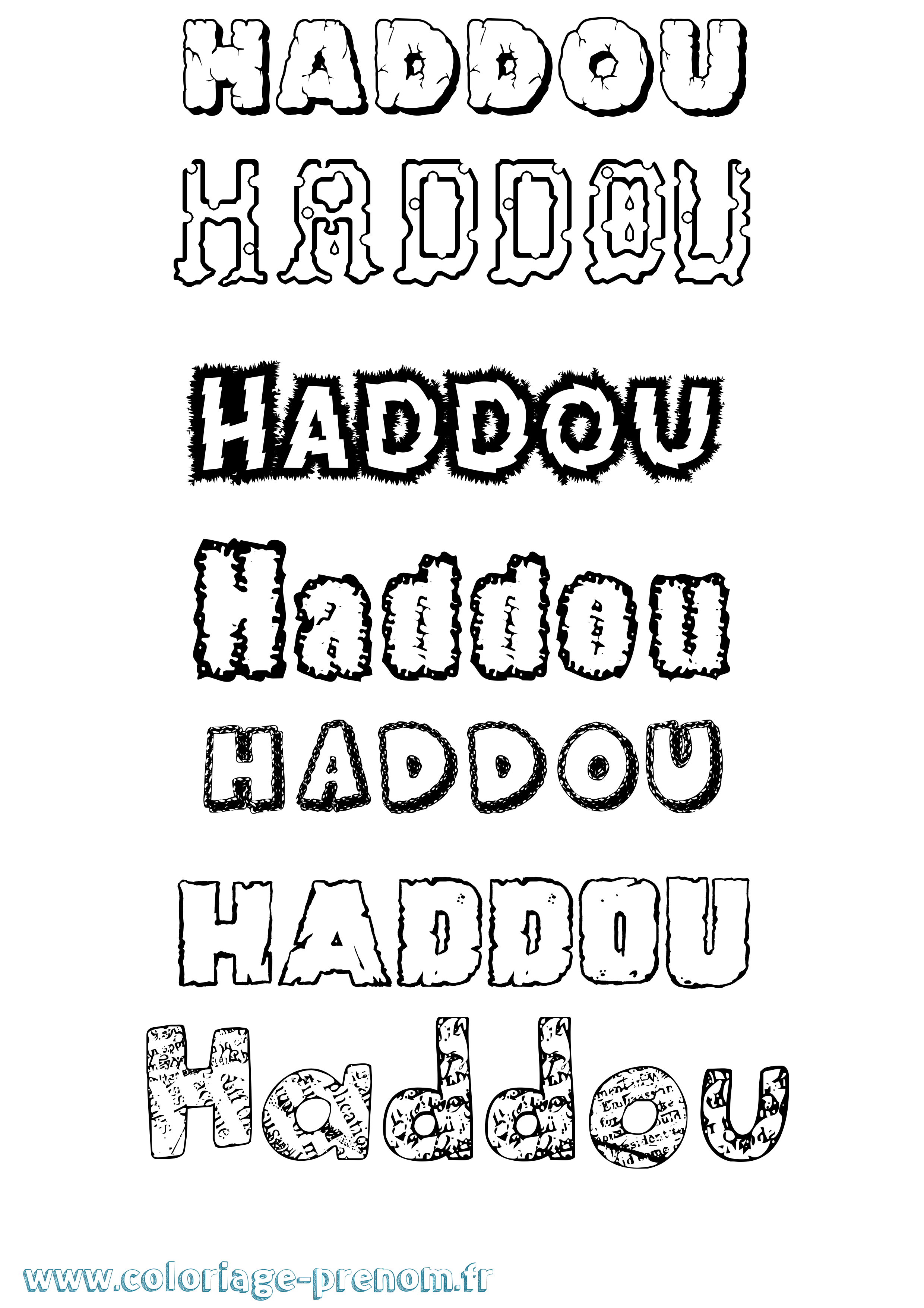 Coloriage prénom Haddou Destructuré
