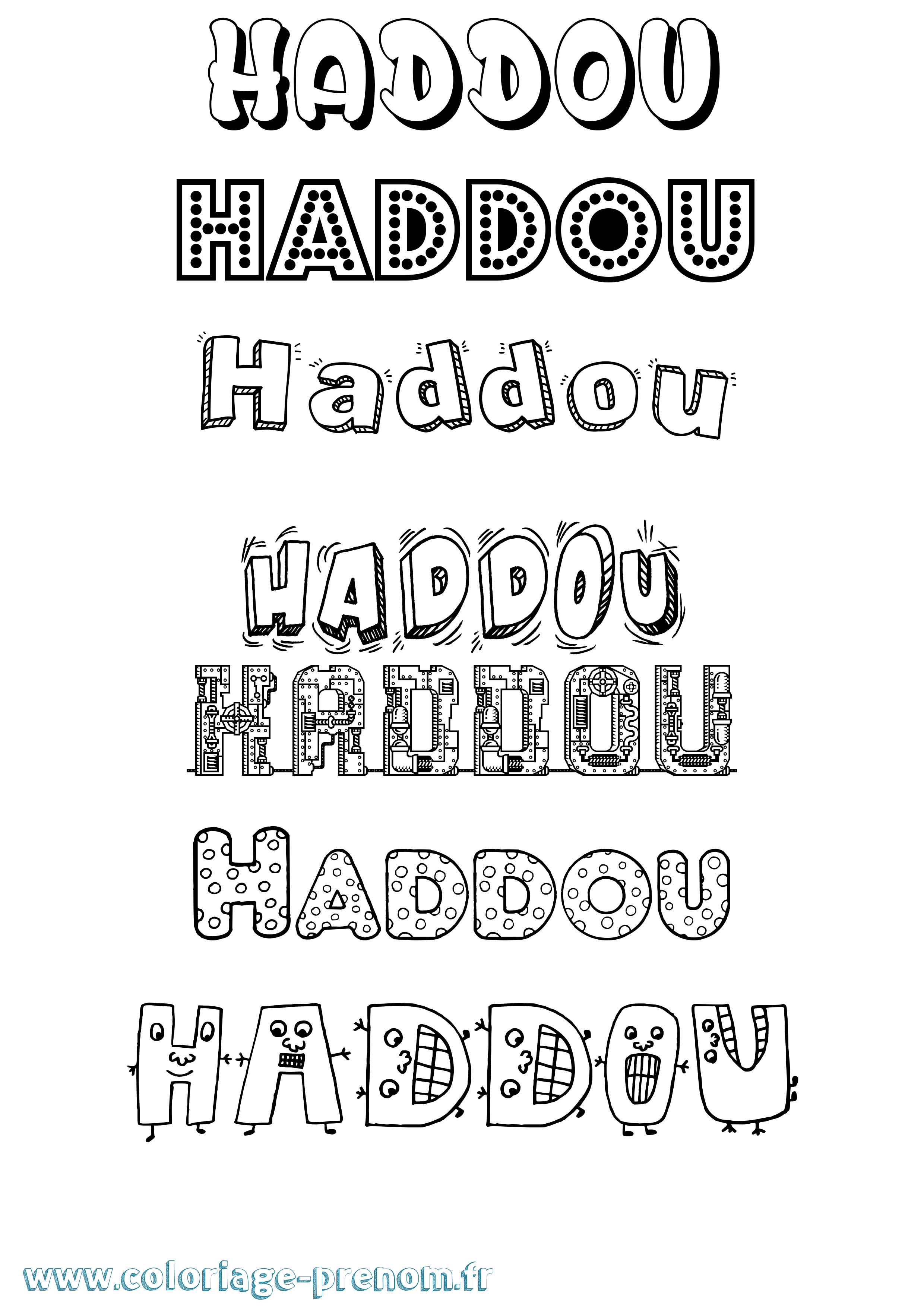 Coloriage prénom Haddou Fun