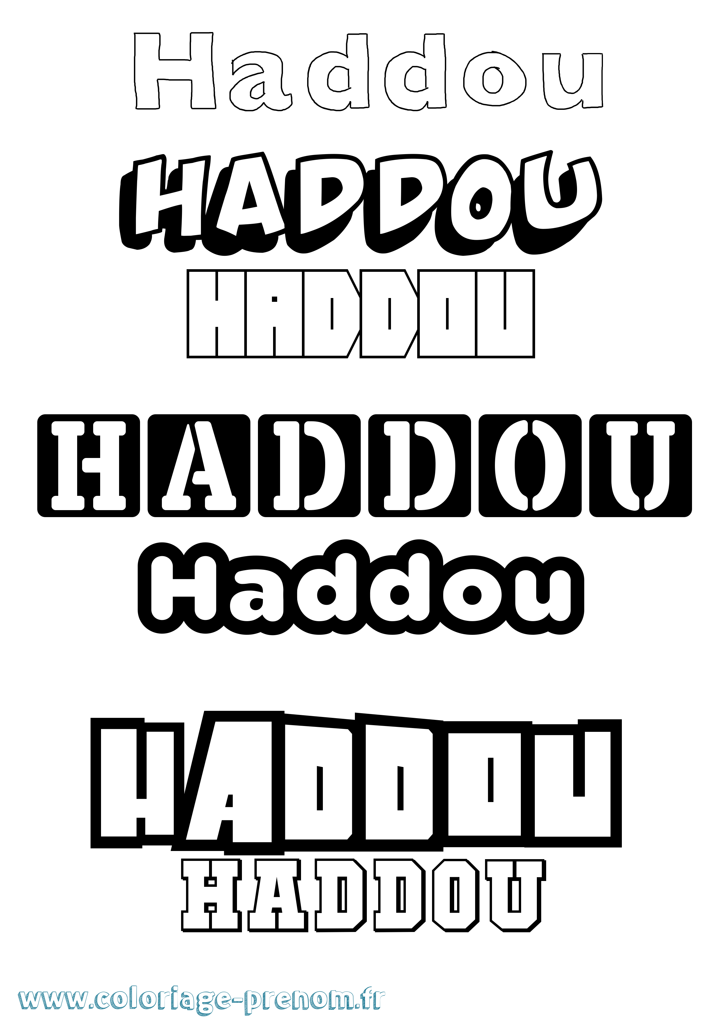 Coloriage prénom Haddou Simple