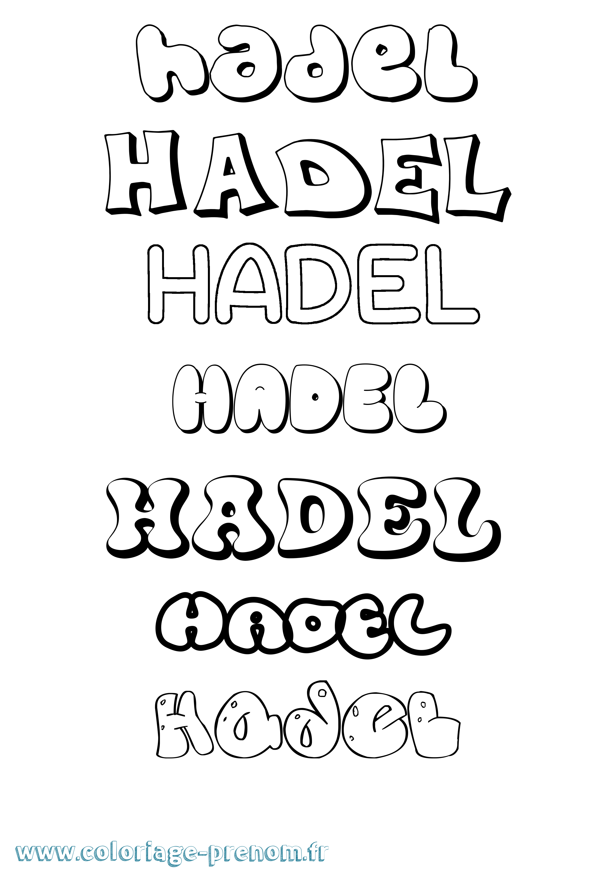 Coloriage prénom Hadel Bubble