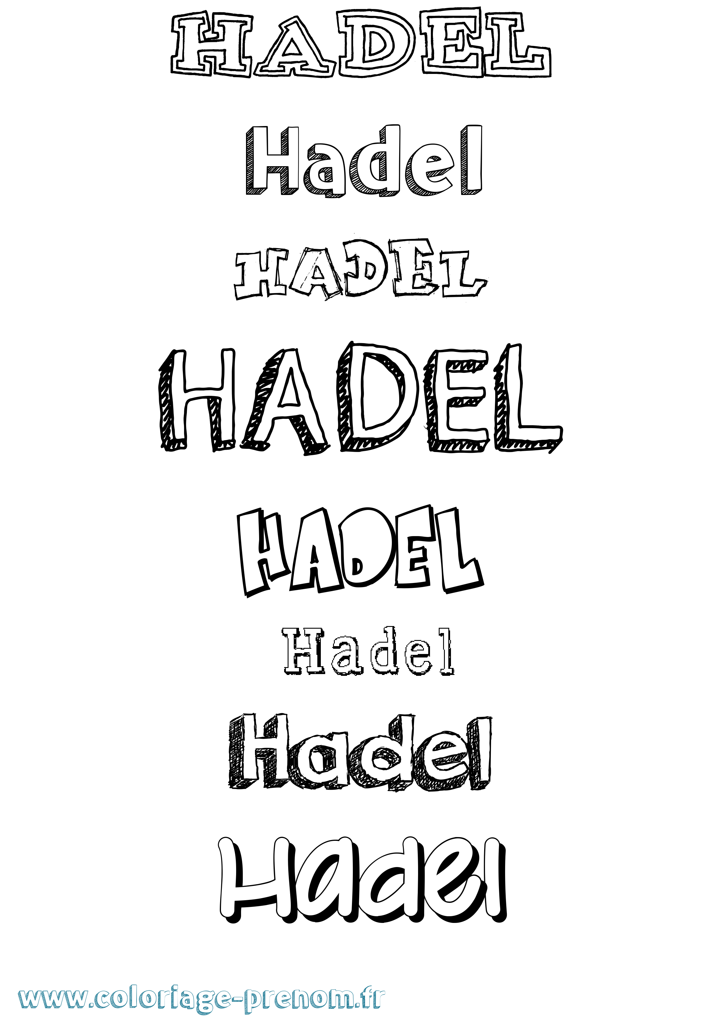 Coloriage prénom Hadel Dessiné