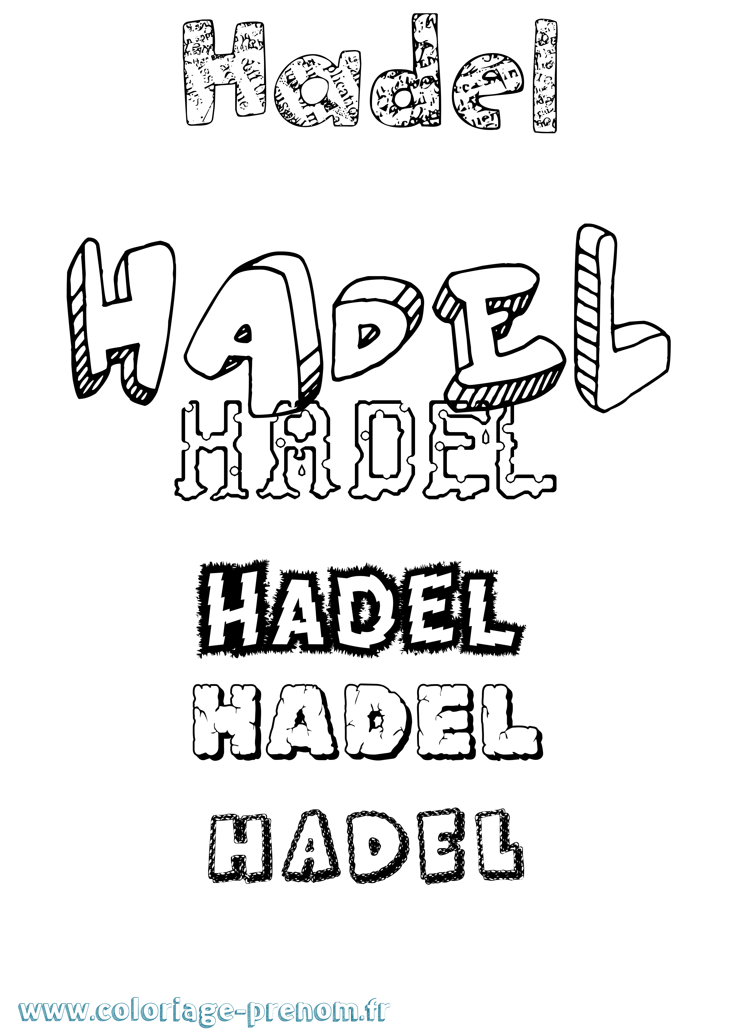 Coloriage prénom Hadel Destructuré