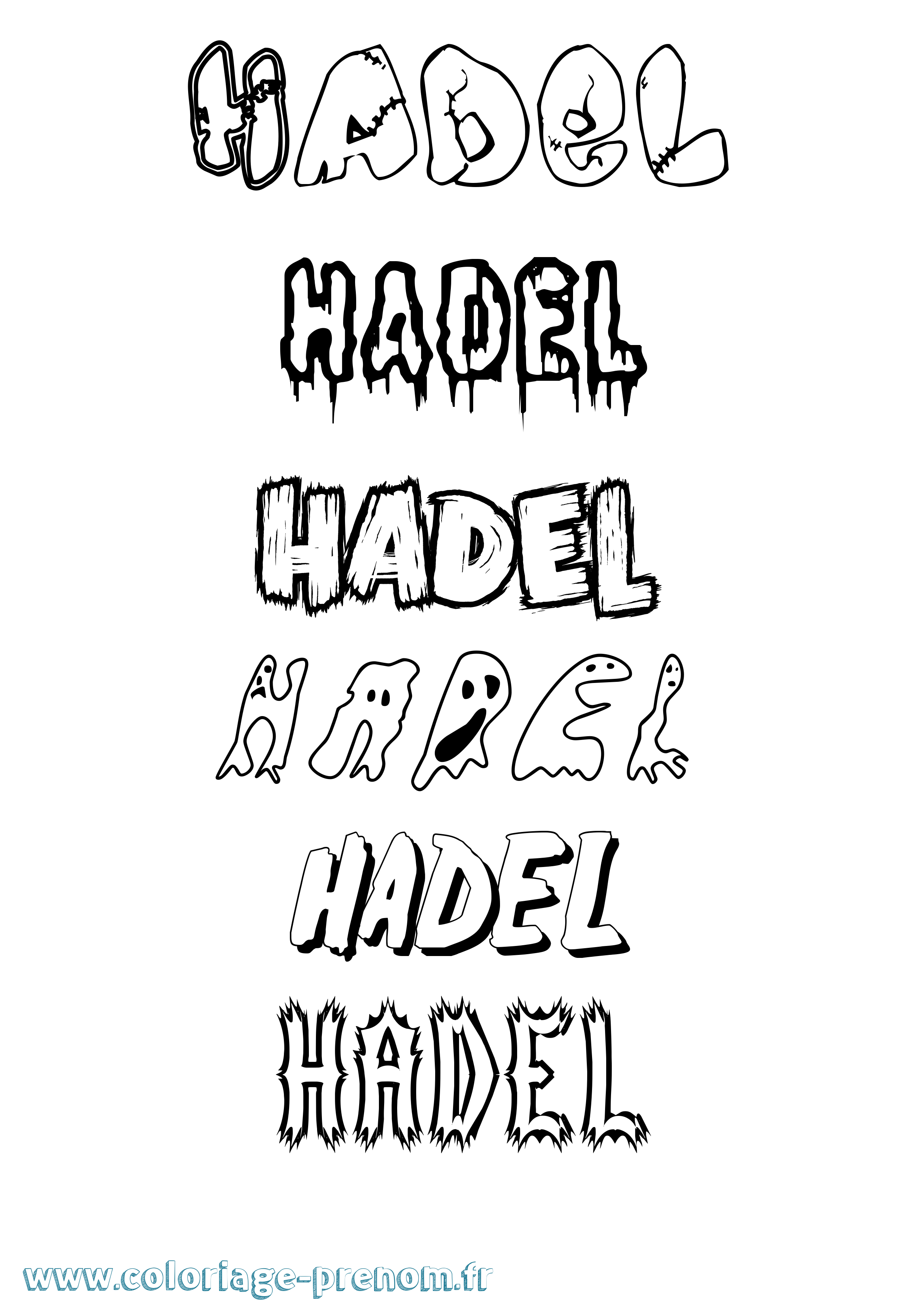 Coloriage prénom Hadel Frisson