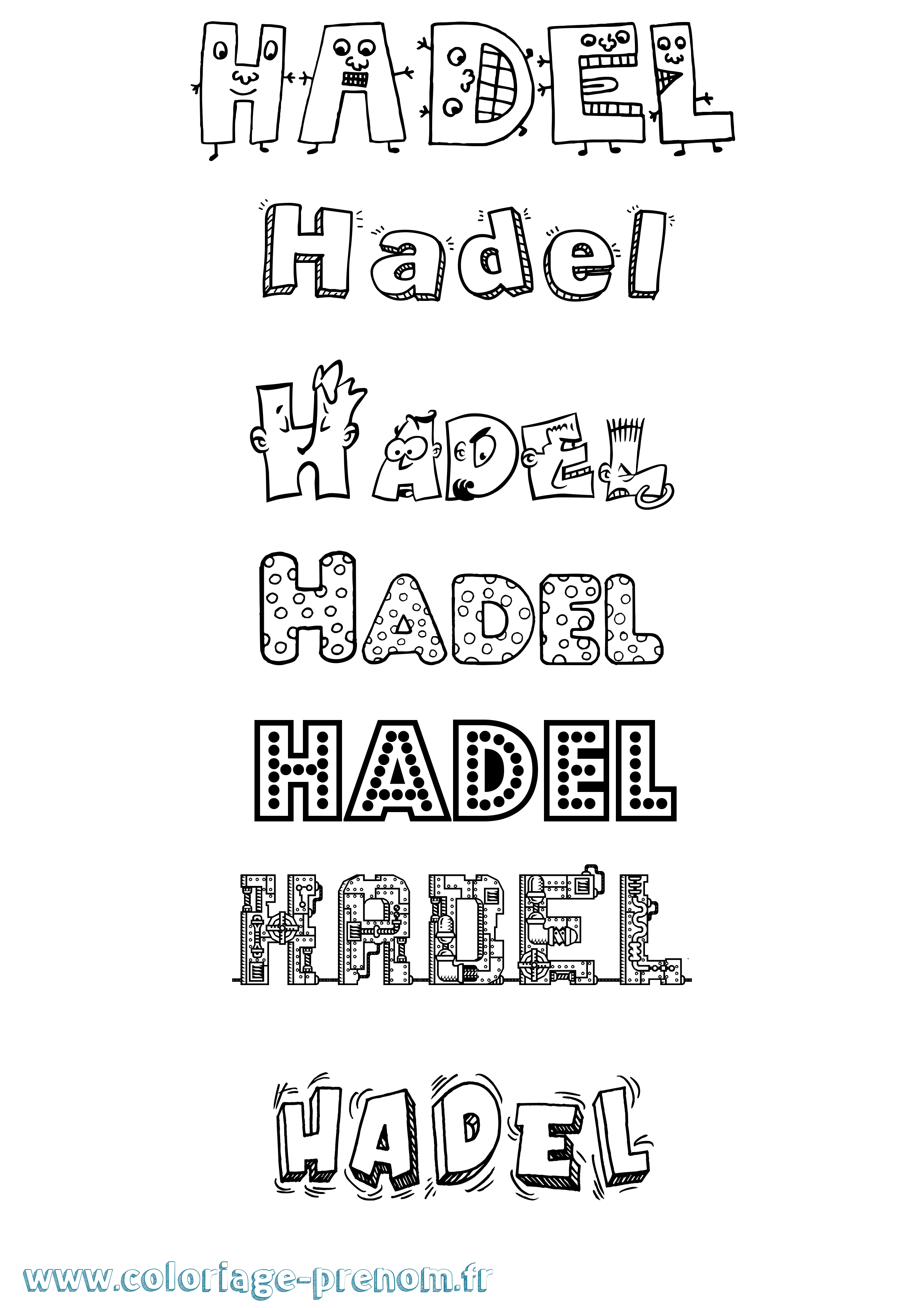 Coloriage prénom Hadel Fun