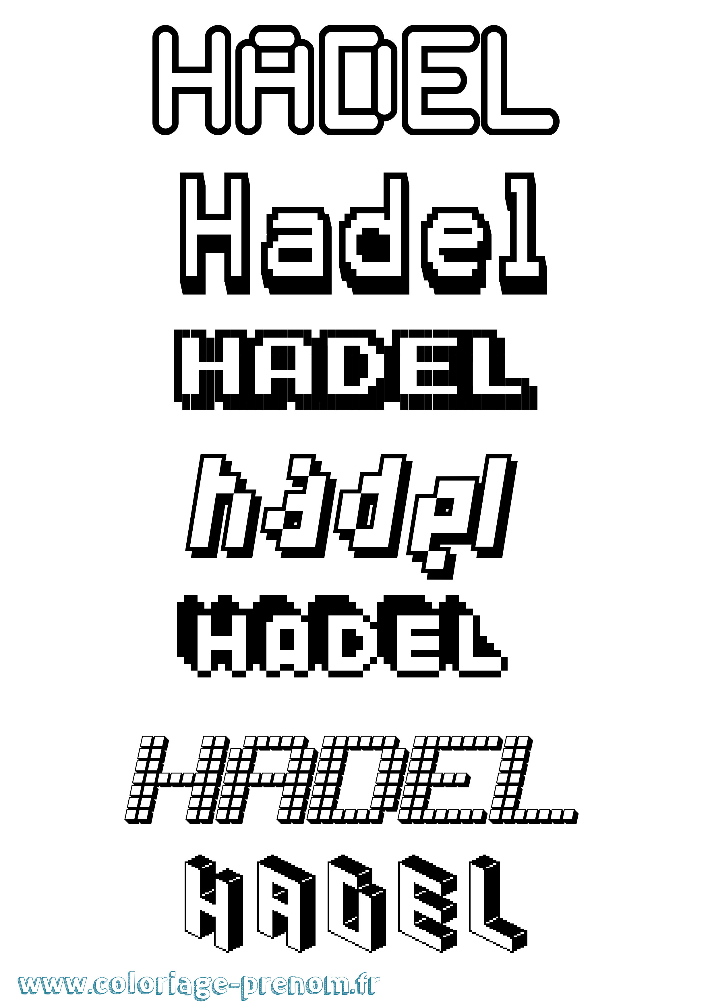 Coloriage prénom Hadel Pixel