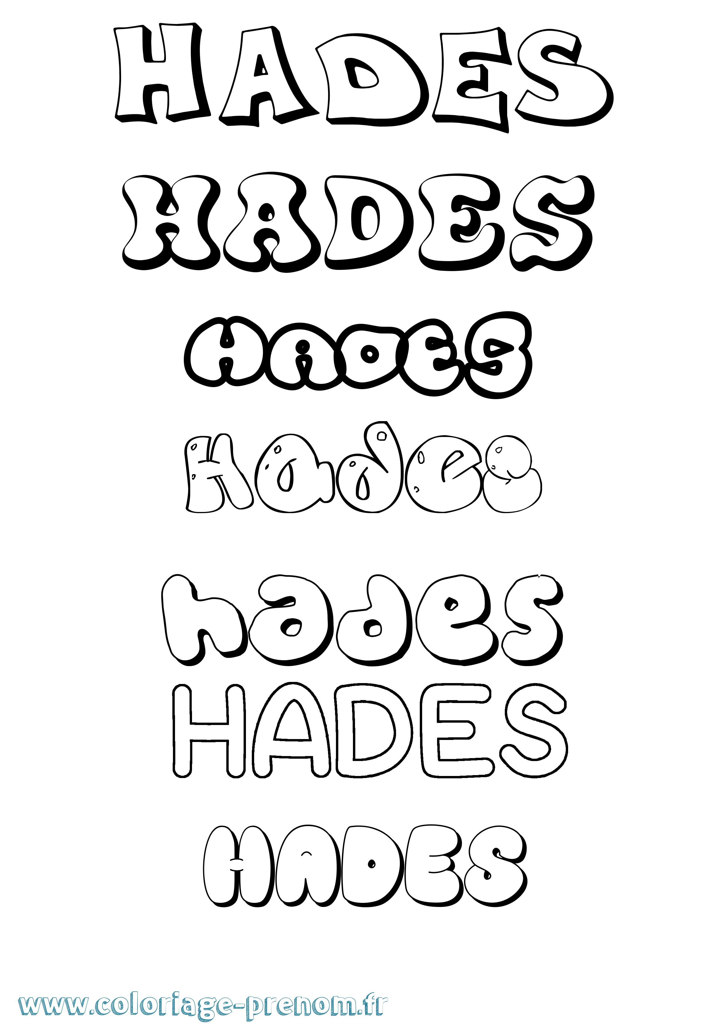 Coloriage Hades Bubble Coloriage prénom Hades Bubble