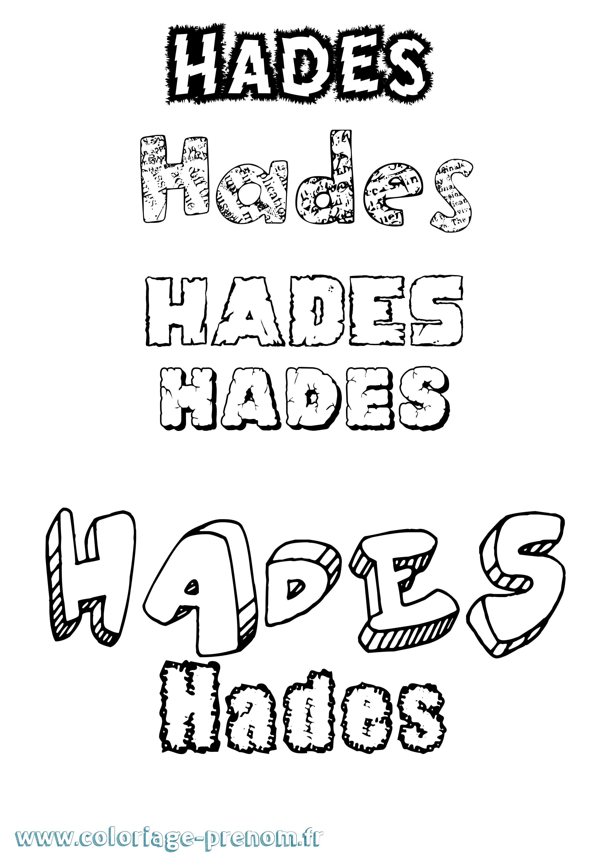 Coloriage Hades Destructuré Coloriage prénom Hades Destructuré