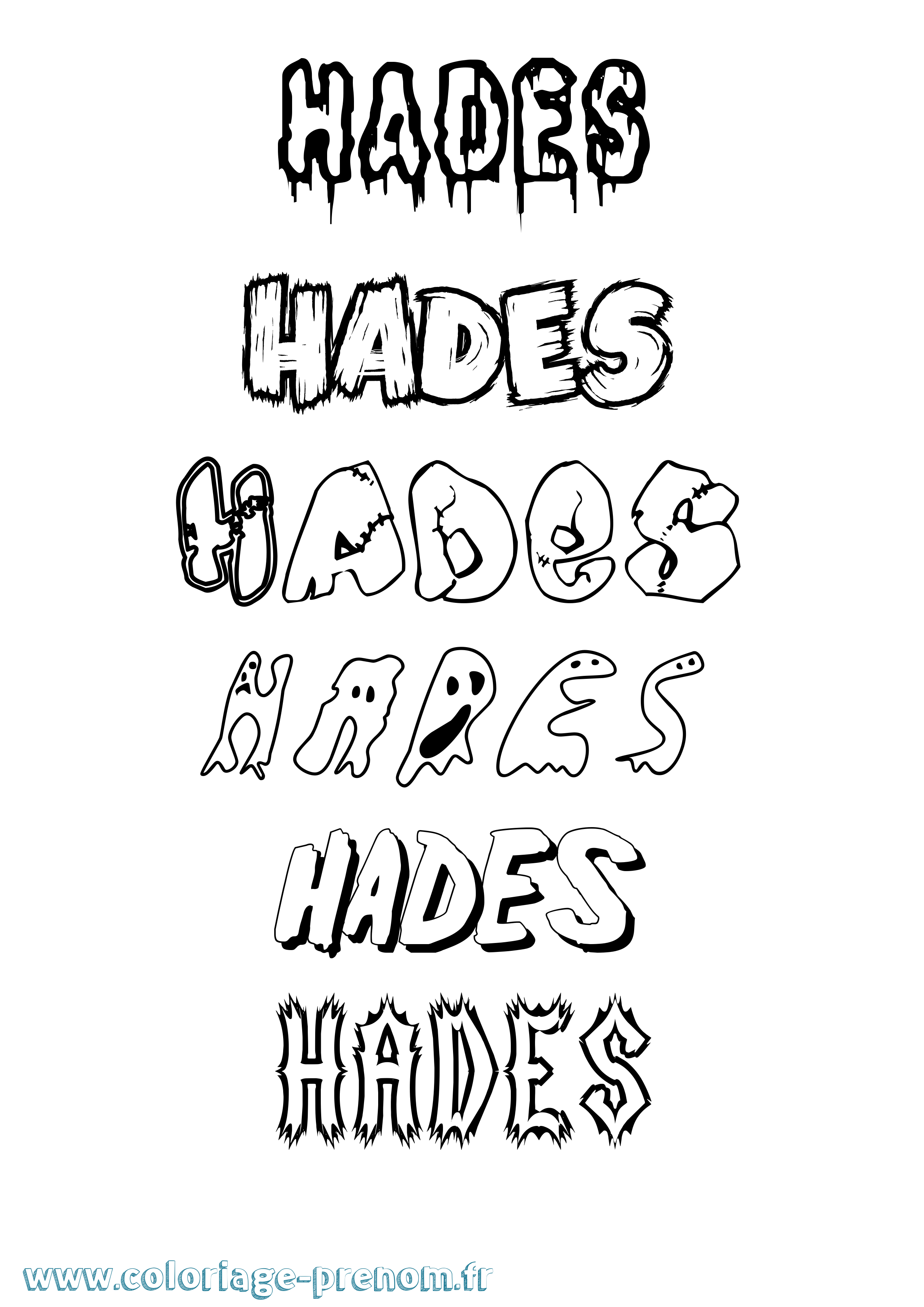 Coloriage Hades Frisson Coloriage prénom Hades Frisson