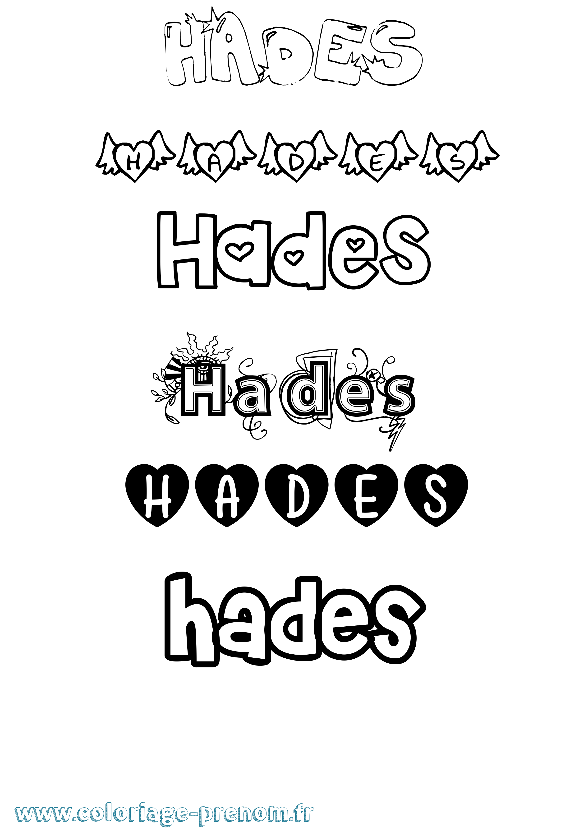 Coloriage Hades Girly Coloriage prénom Hades Girly