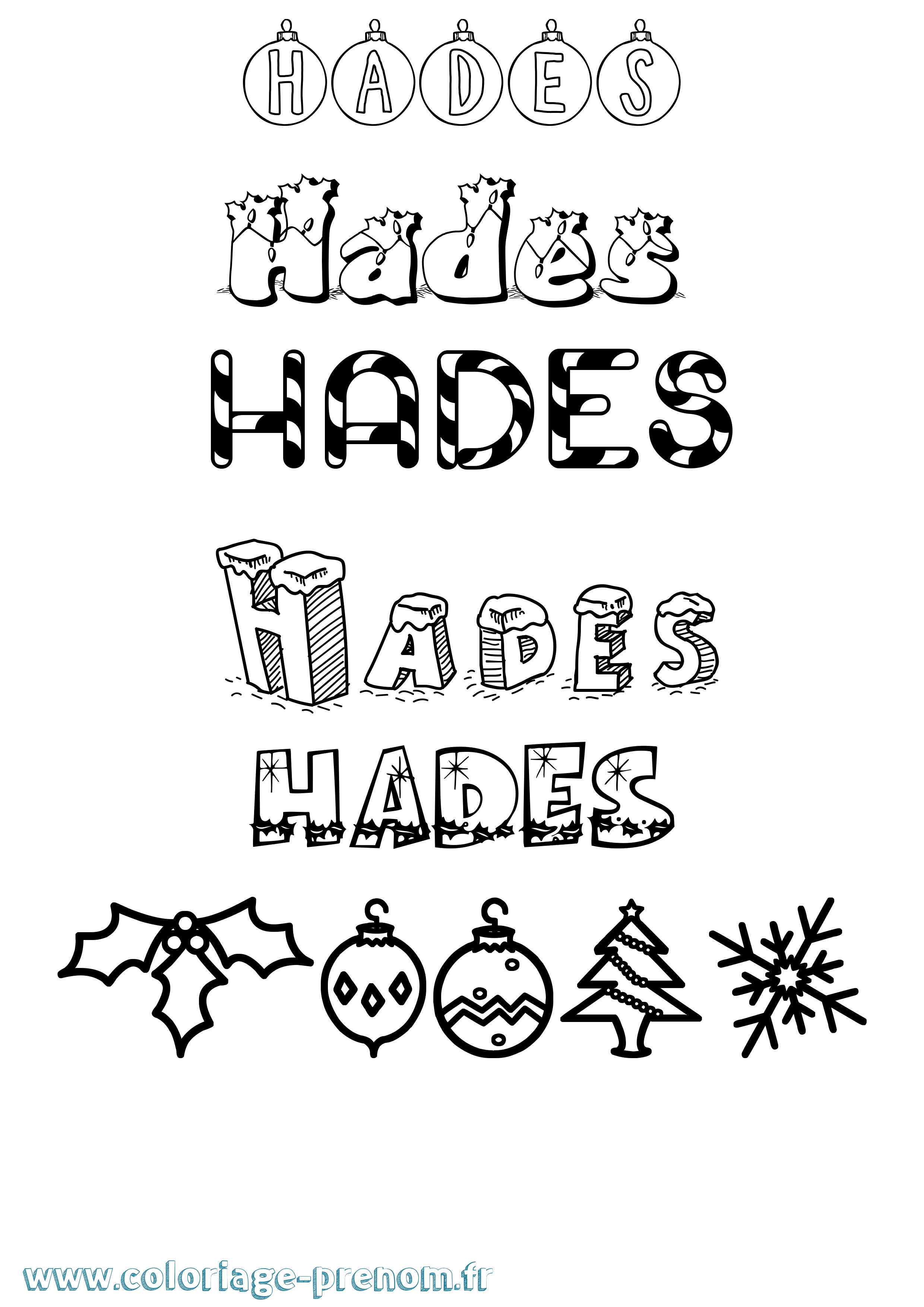 Coloriage Hades Noël Coloriage prénom Hades Noël