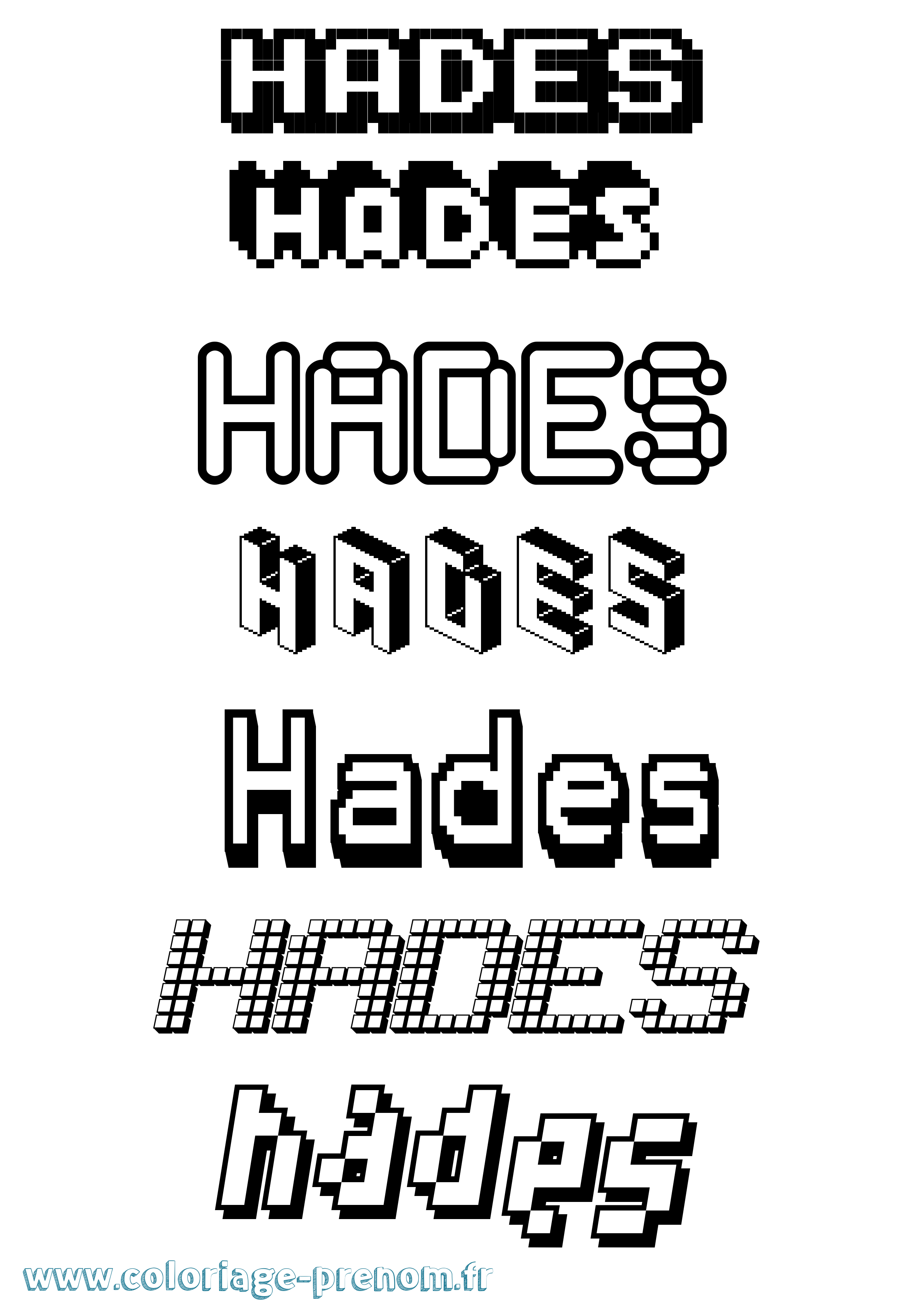 Coloriage Hades Pixel Coloriage prénom Hades Pixel