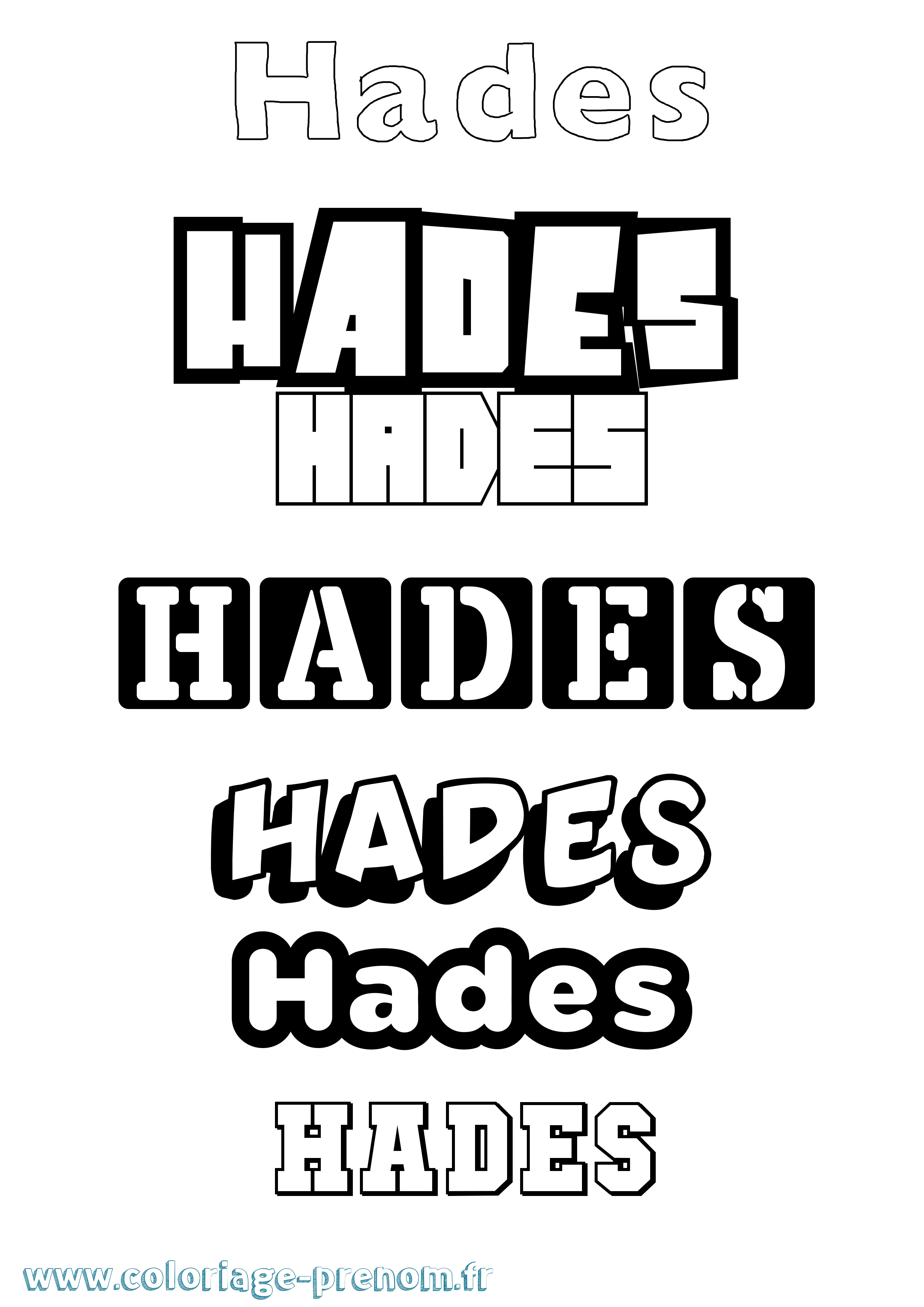 Coloriage Hades Simple Coloriage prénom Hades Simple