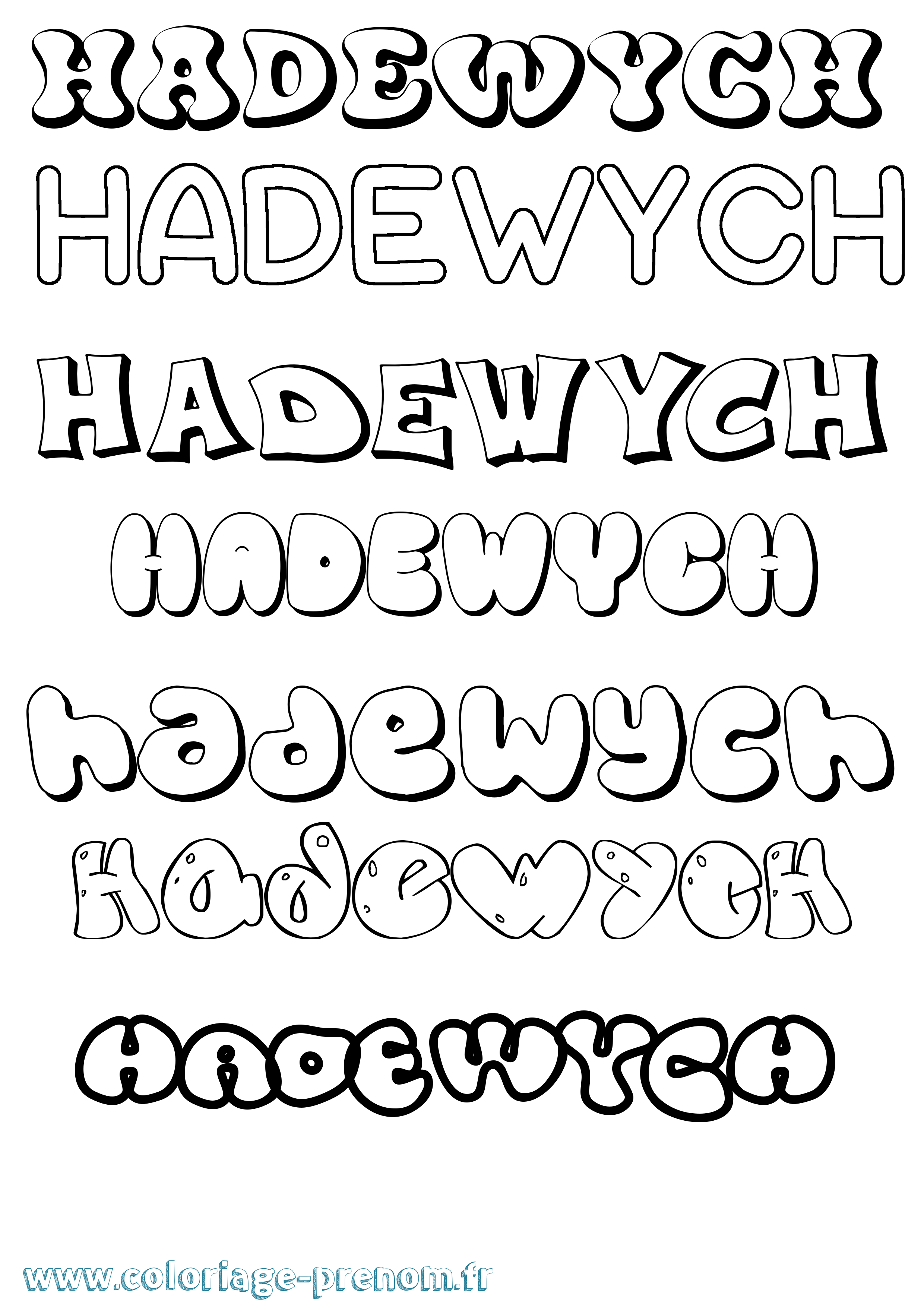Coloriage Hadewych Bubble Coloriage prénom Hadewych Bubble