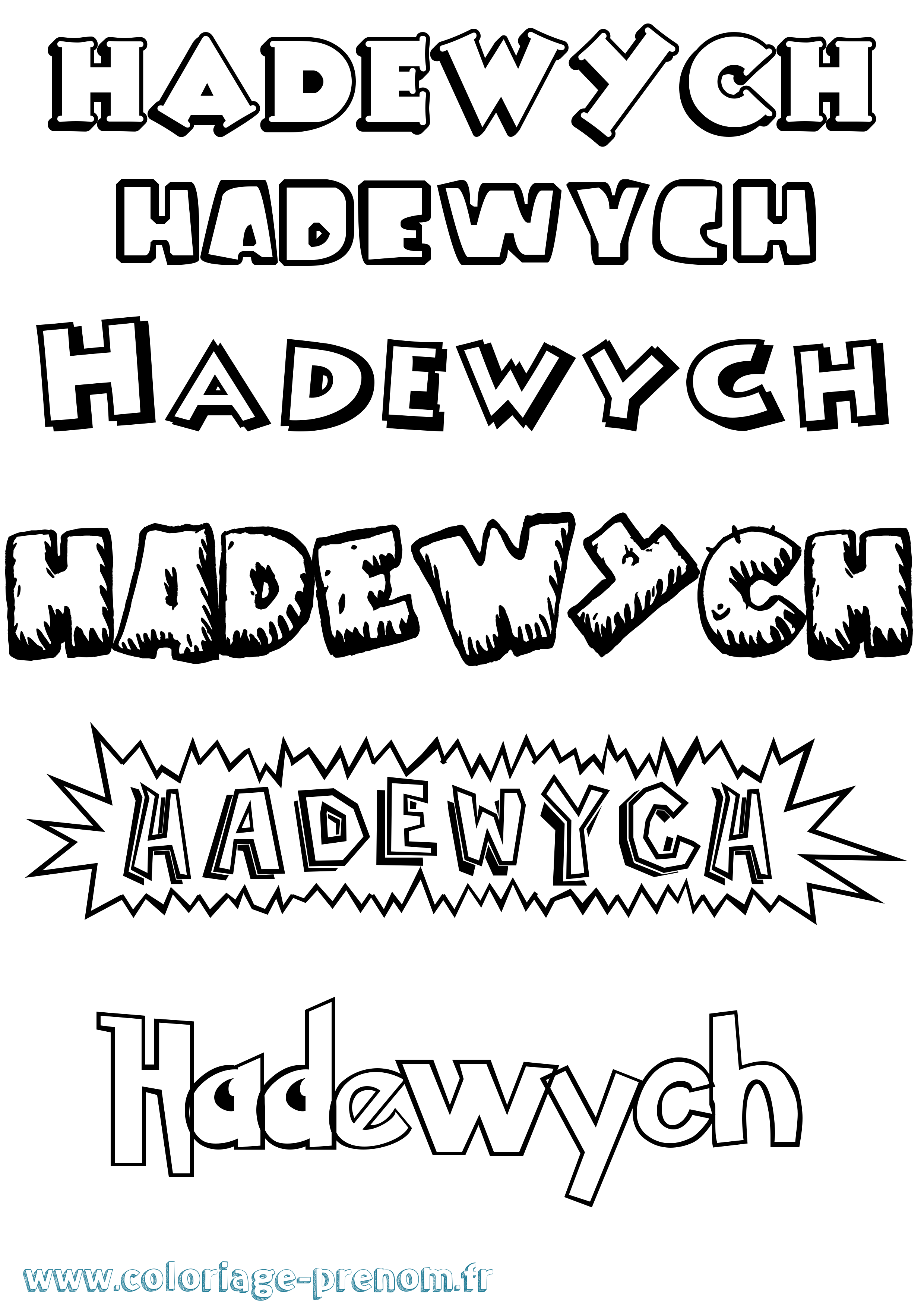 Coloriage Hadewych Dessin Animé Coloriage prénom Hadewych Dessin Animé
